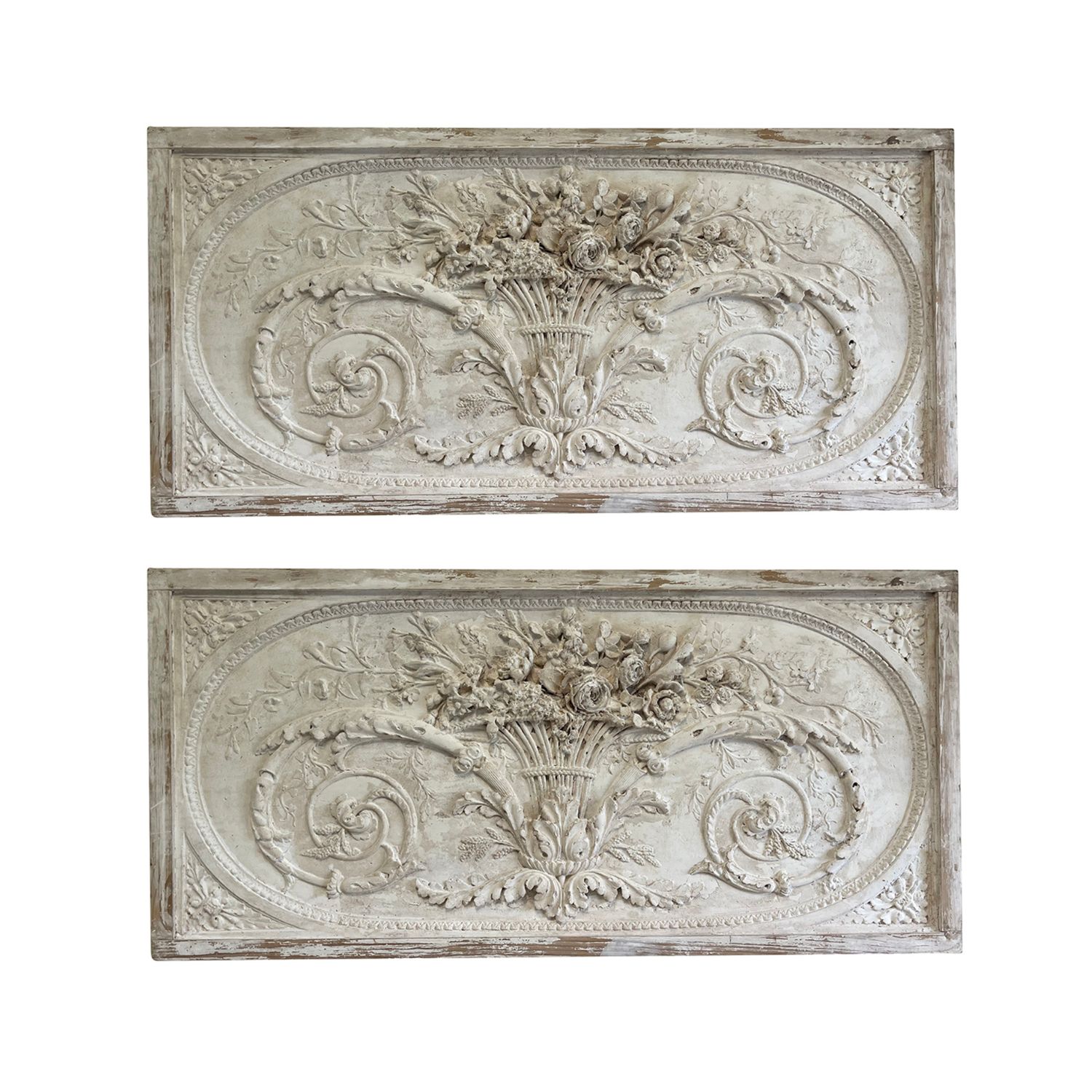 19th Century French Pair of Baroque Style Sopraportes – Antique Wood Panels