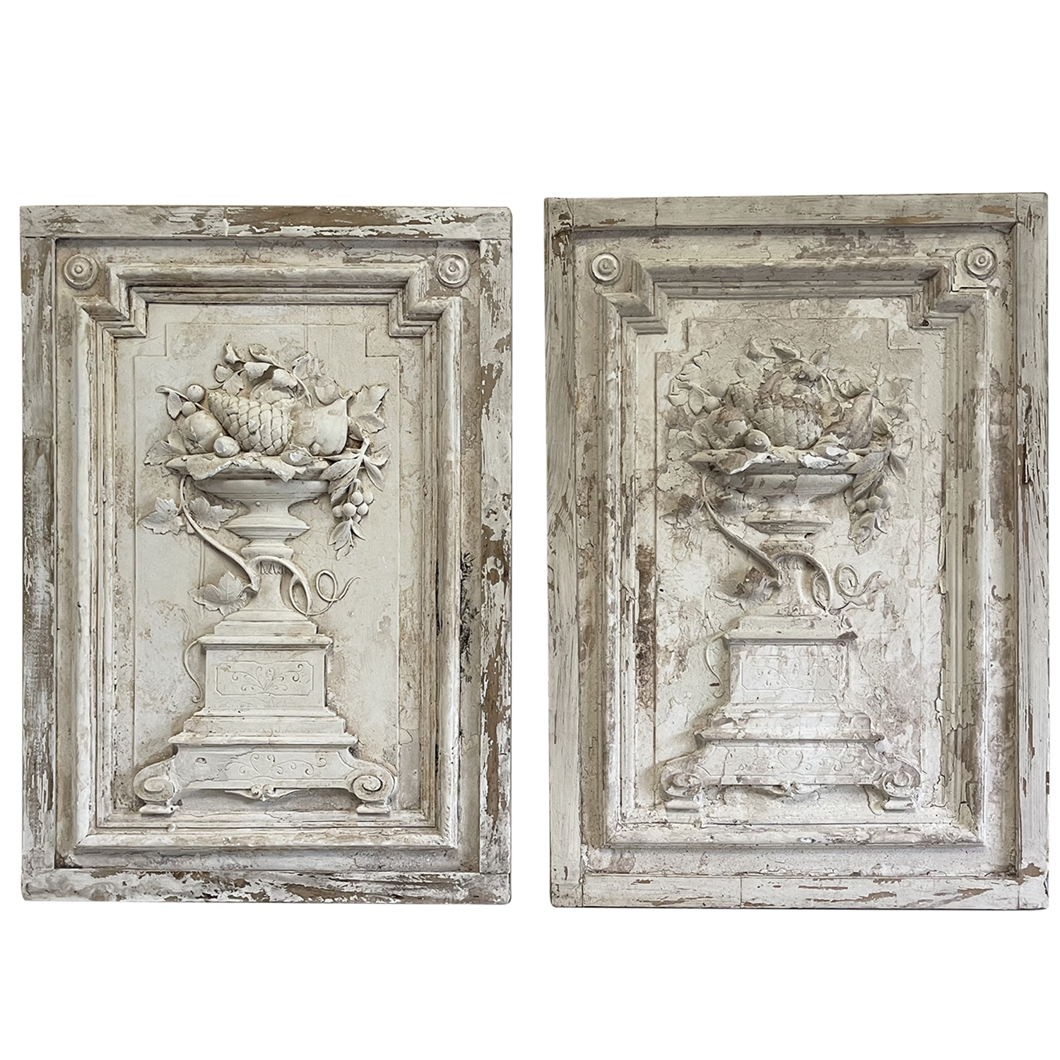 19th Century French Pair of Baroque Style Stucco Sopraportes – Antique Panels