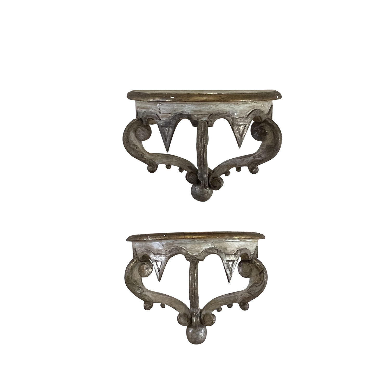 19th Century Italian Pair of Gilt-Carved Pinewood Wall Brackets – Antique Décor