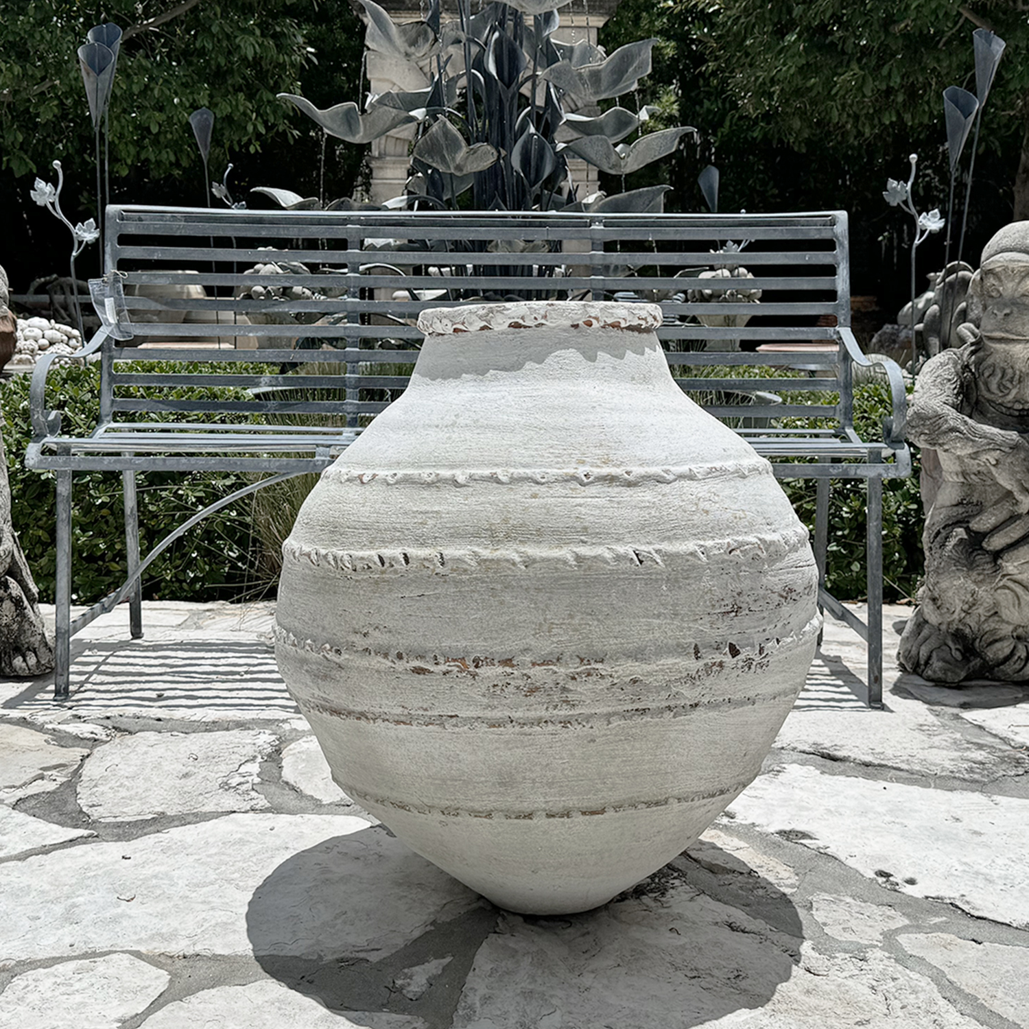 Antique Greek White Washed Olive Jar