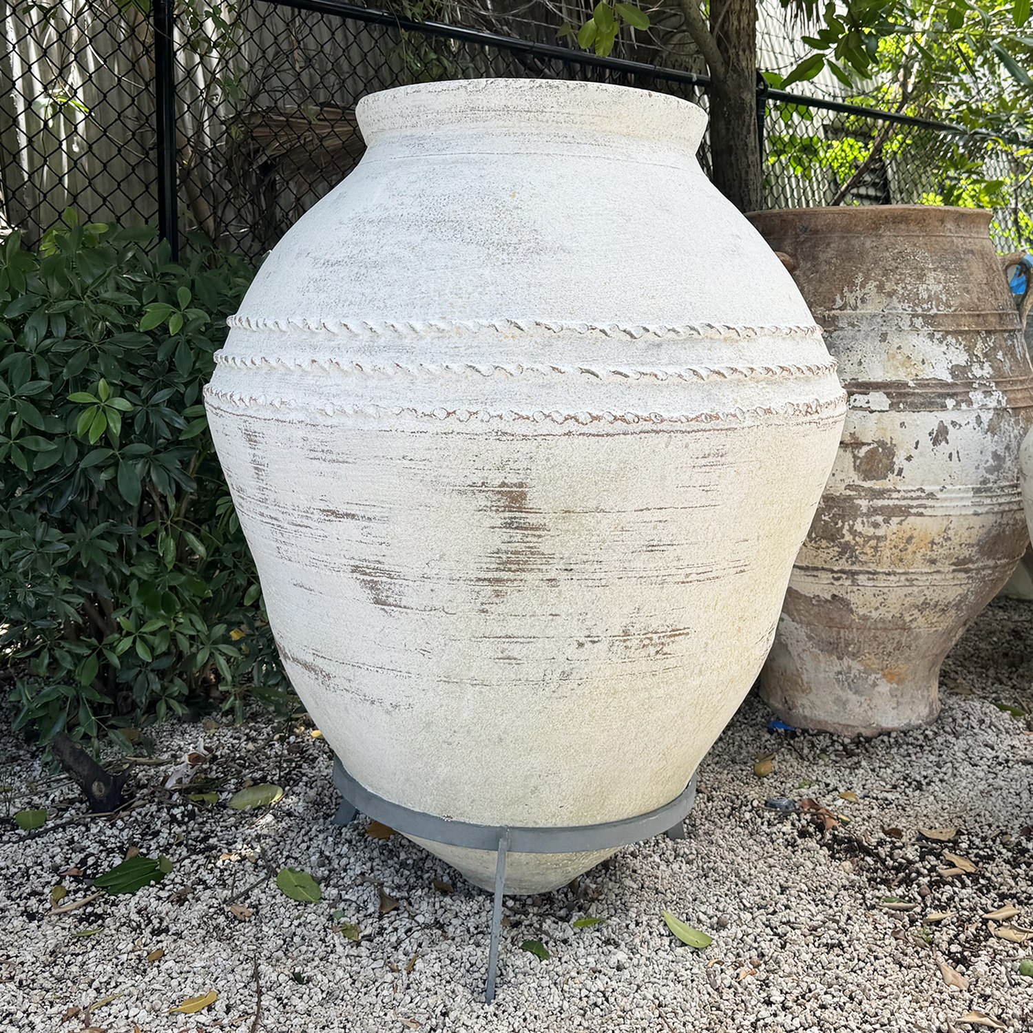 19th Century Greek White Washed Olive Jar