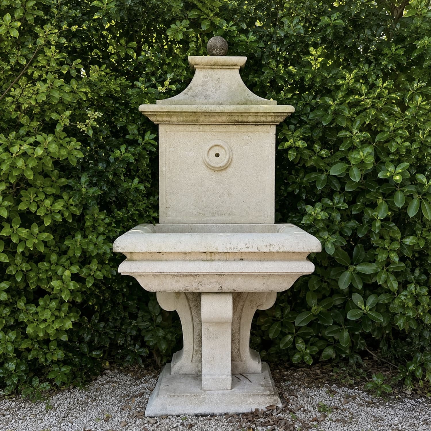 Vintage Hand Carved Limestone Wall Fountain from Italy