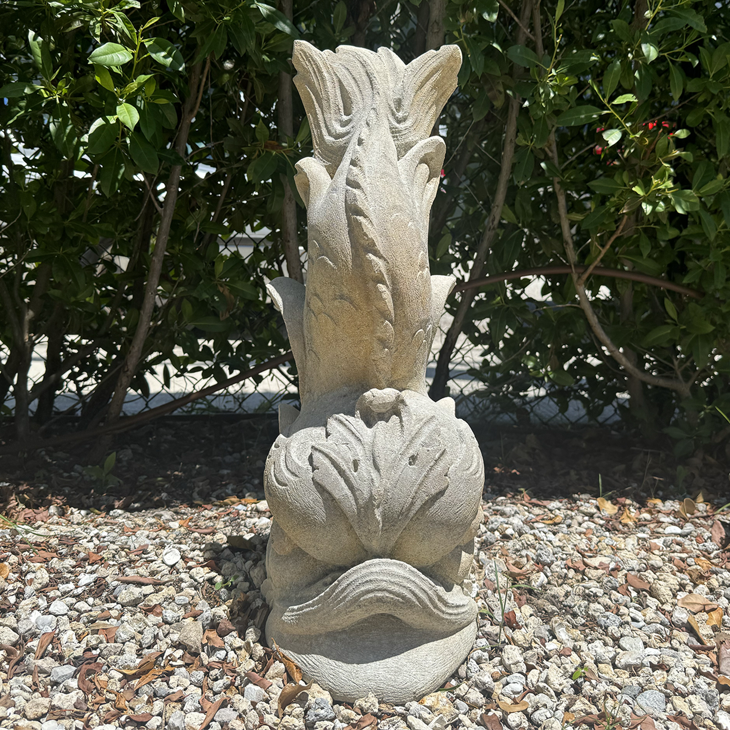 Italian Dauphin Grotesque Fountain Head in Hand Carved Limestone