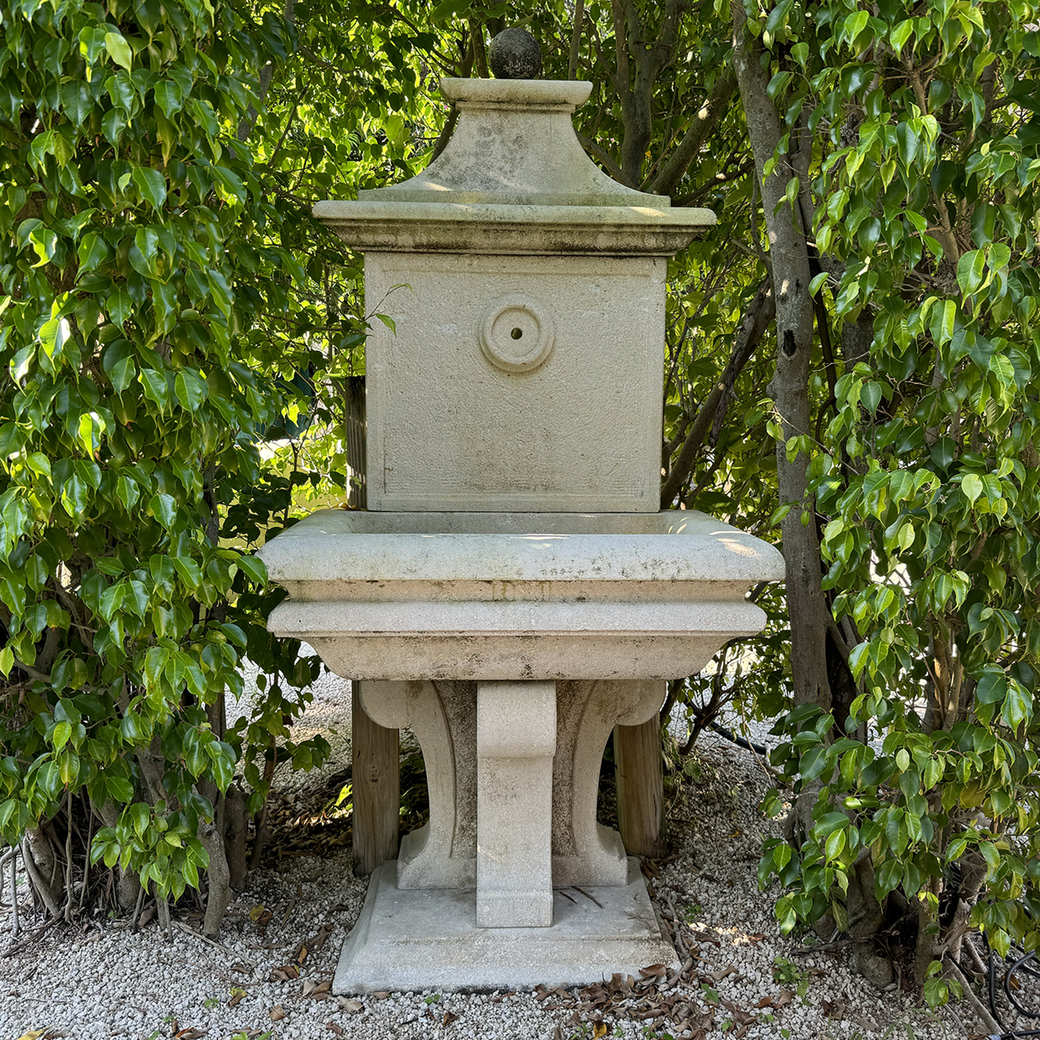 Vintage Hand Carved Limestone Wall Fountain from Italy