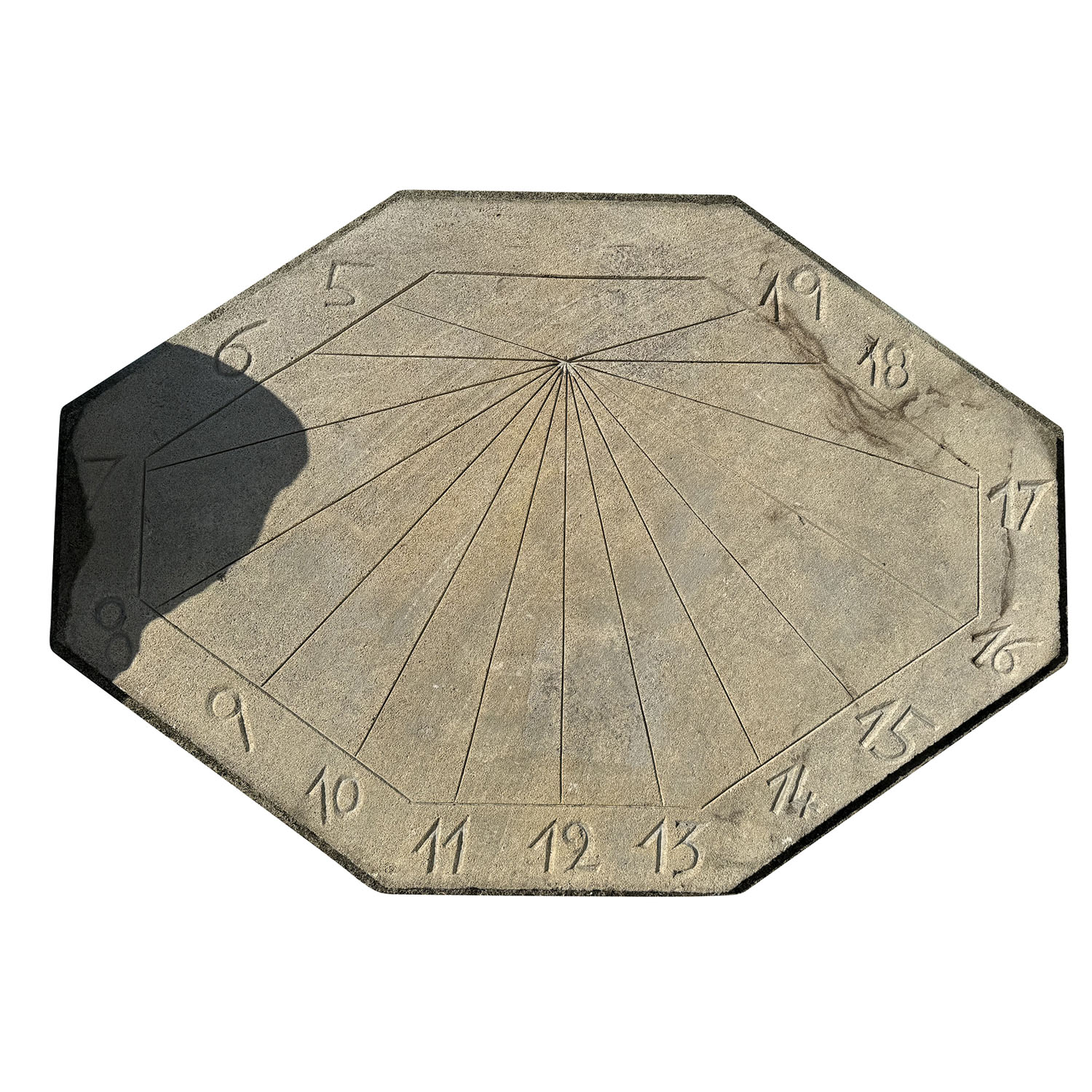 Large Italian Sundial with Beveled Corners in Carved Limestone