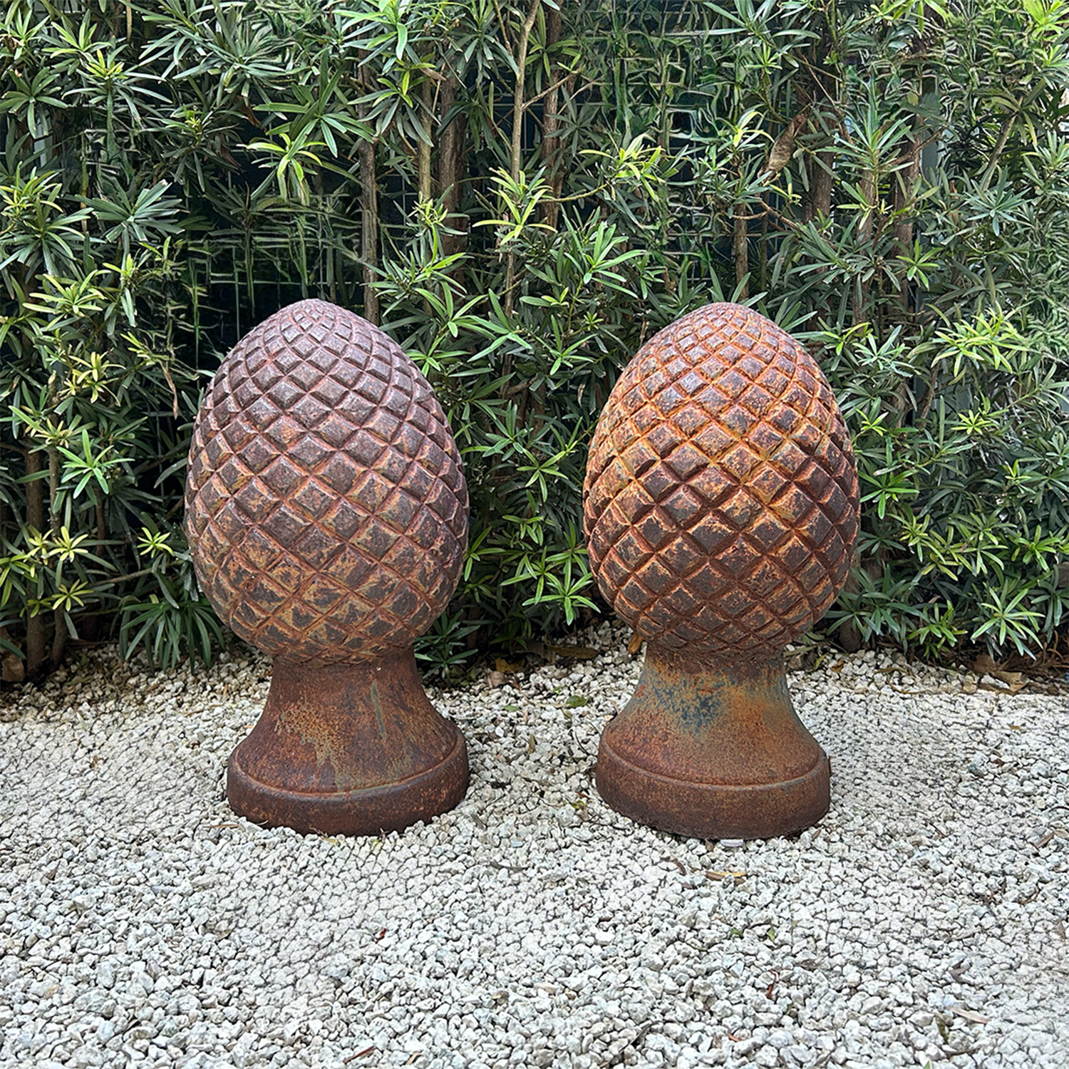 A Pair of Antique 19th / 20th Century Pinecone Finials in Iron