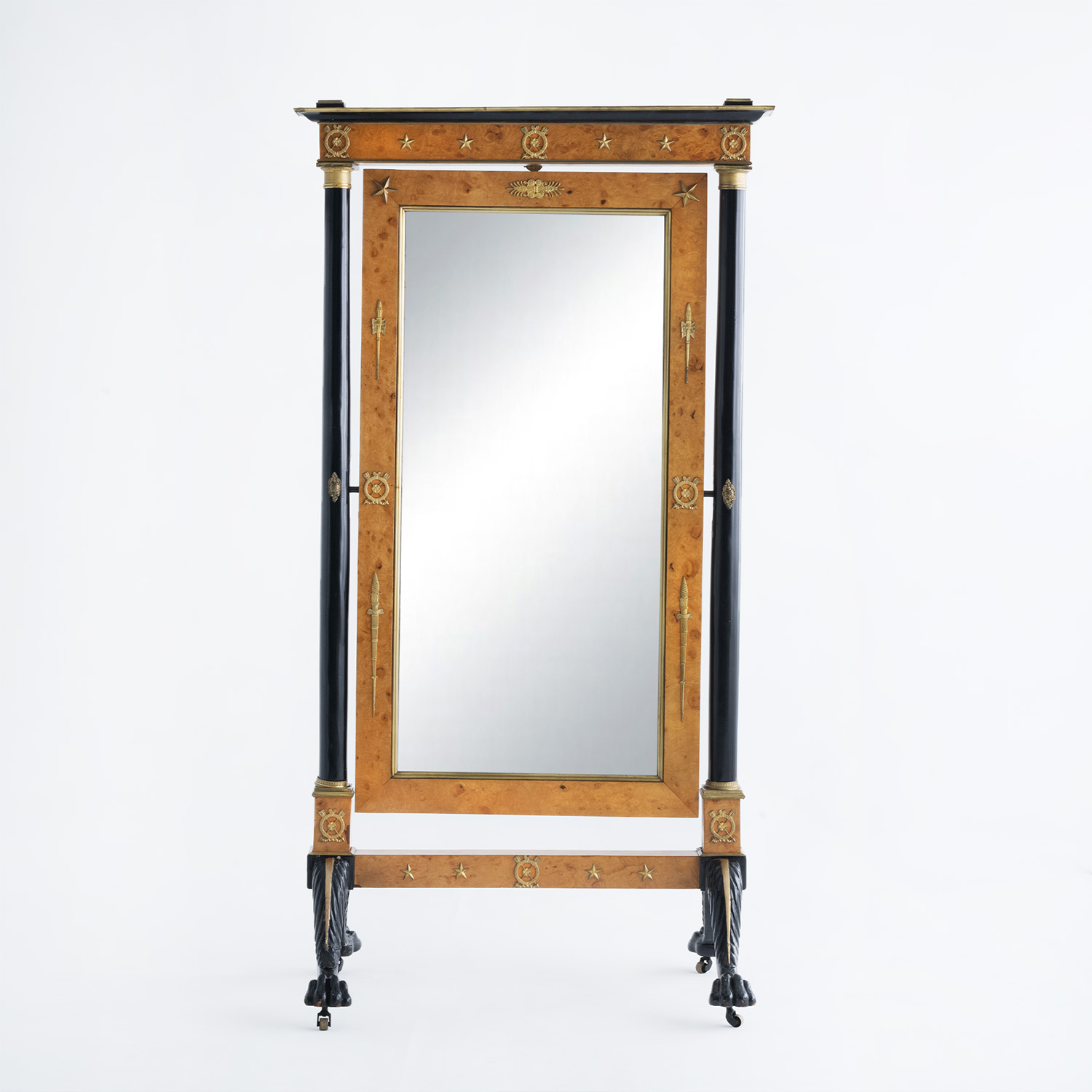 19th Century German Empire Antique Cherrywood Freestanding Floor Mirror