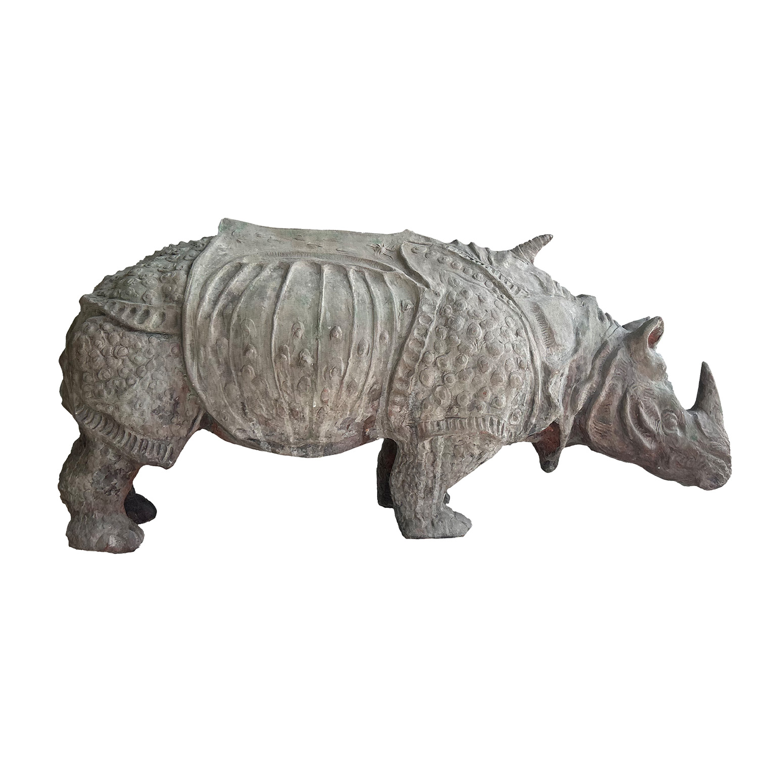 20th Century Handmade Rhino Sculpture in Terracotta from France