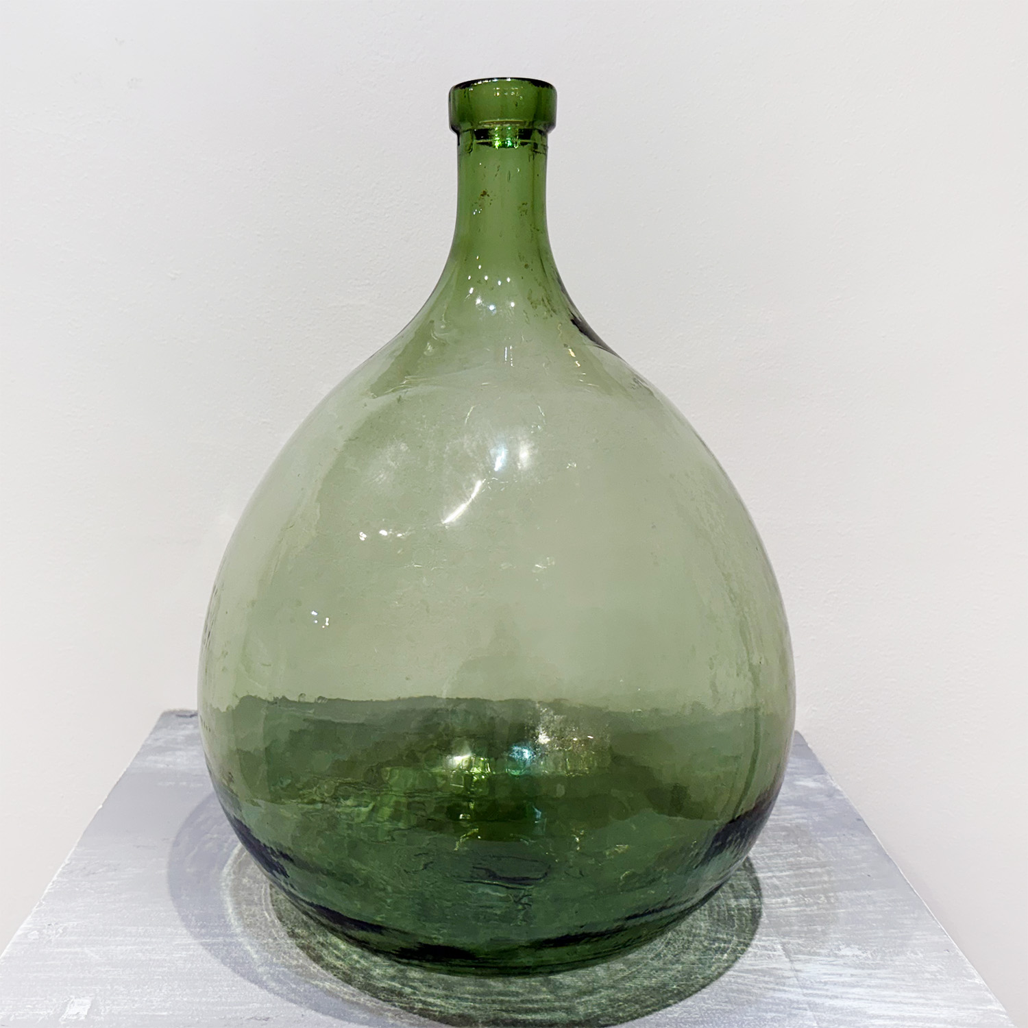 Large Green Vintage Hand – Blown Demijohn from Italy