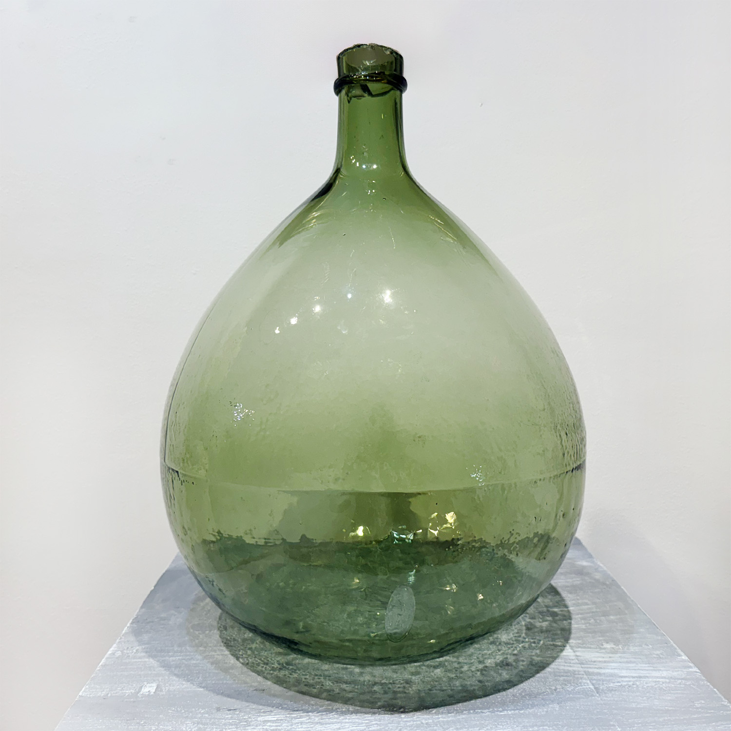 Large Green Vintage Hand – Blown Demijohn from Italy