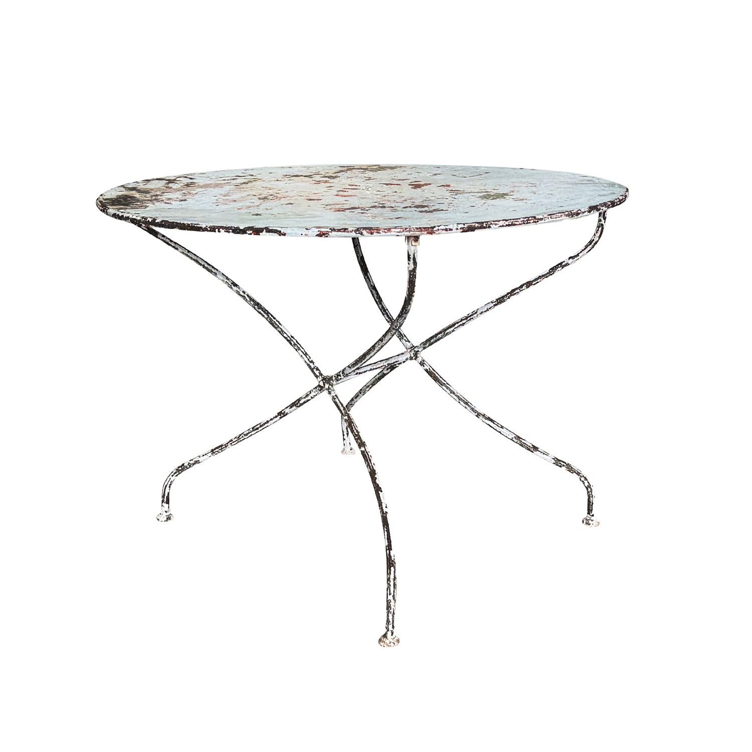 19th Century Iron Garden Table and Distressed Patina from France