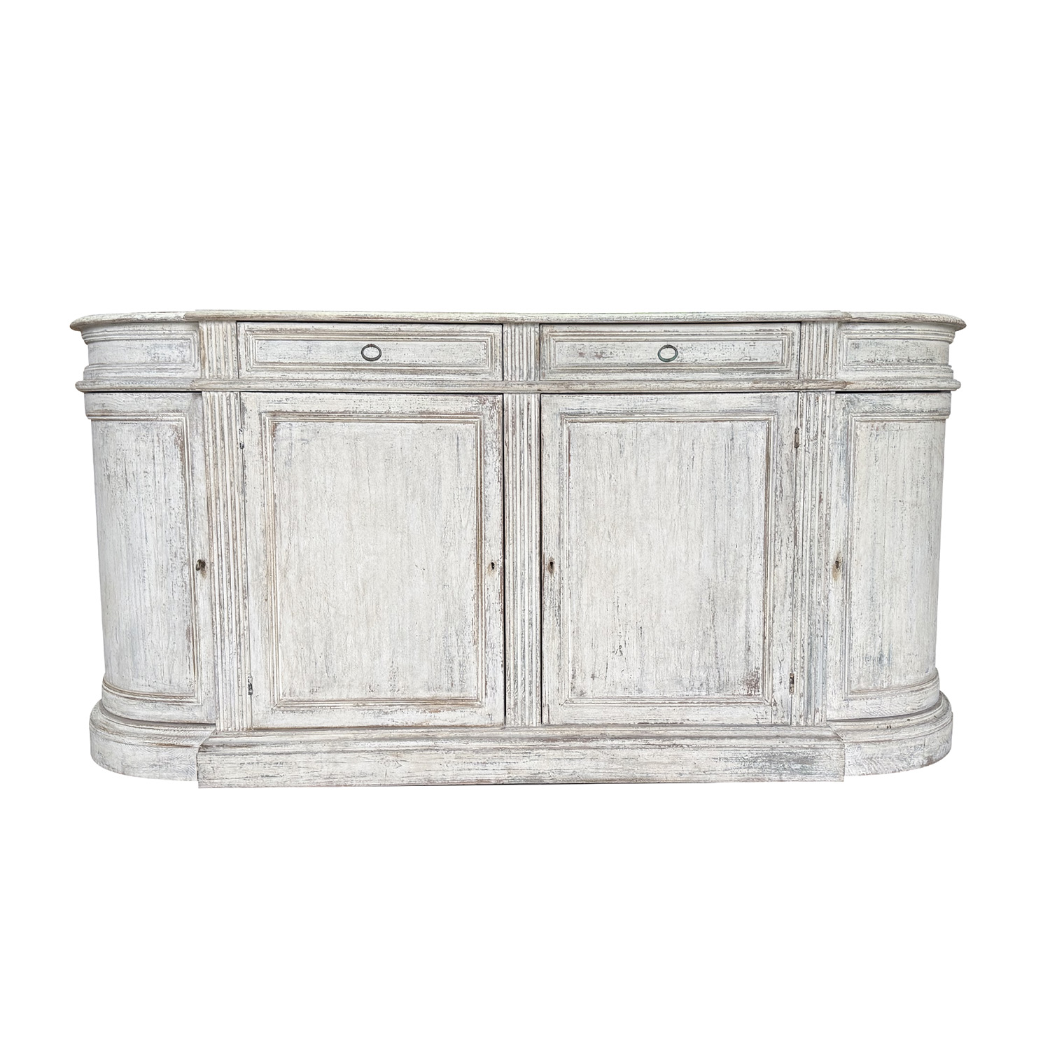 18th Century French Provincial Pinewood Sideboard – Antique Demi-Lune Cabinet