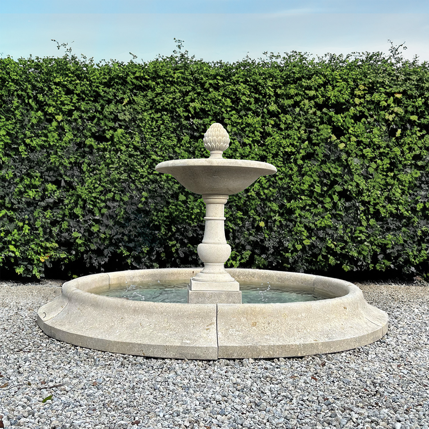 Single Tier carved French Style Central Garden Fountain in Limestone