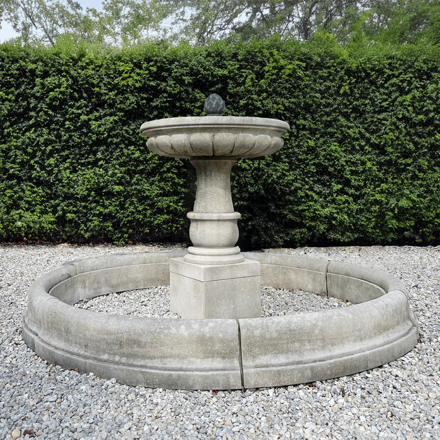 Single Tiered French Style Central Garden Fountain in Limestone