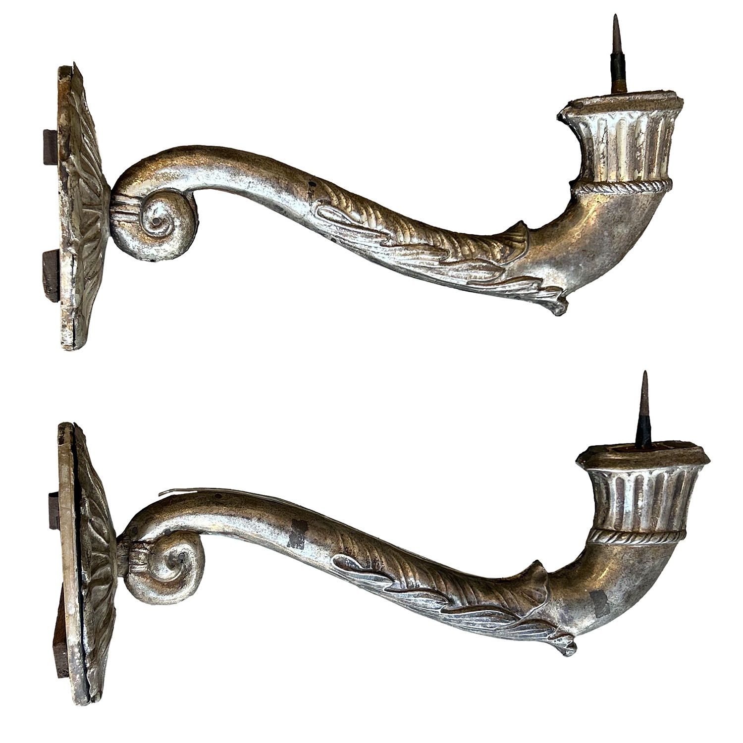 Early 19th Century a Pair of Carved Mural Wall Sconces from France