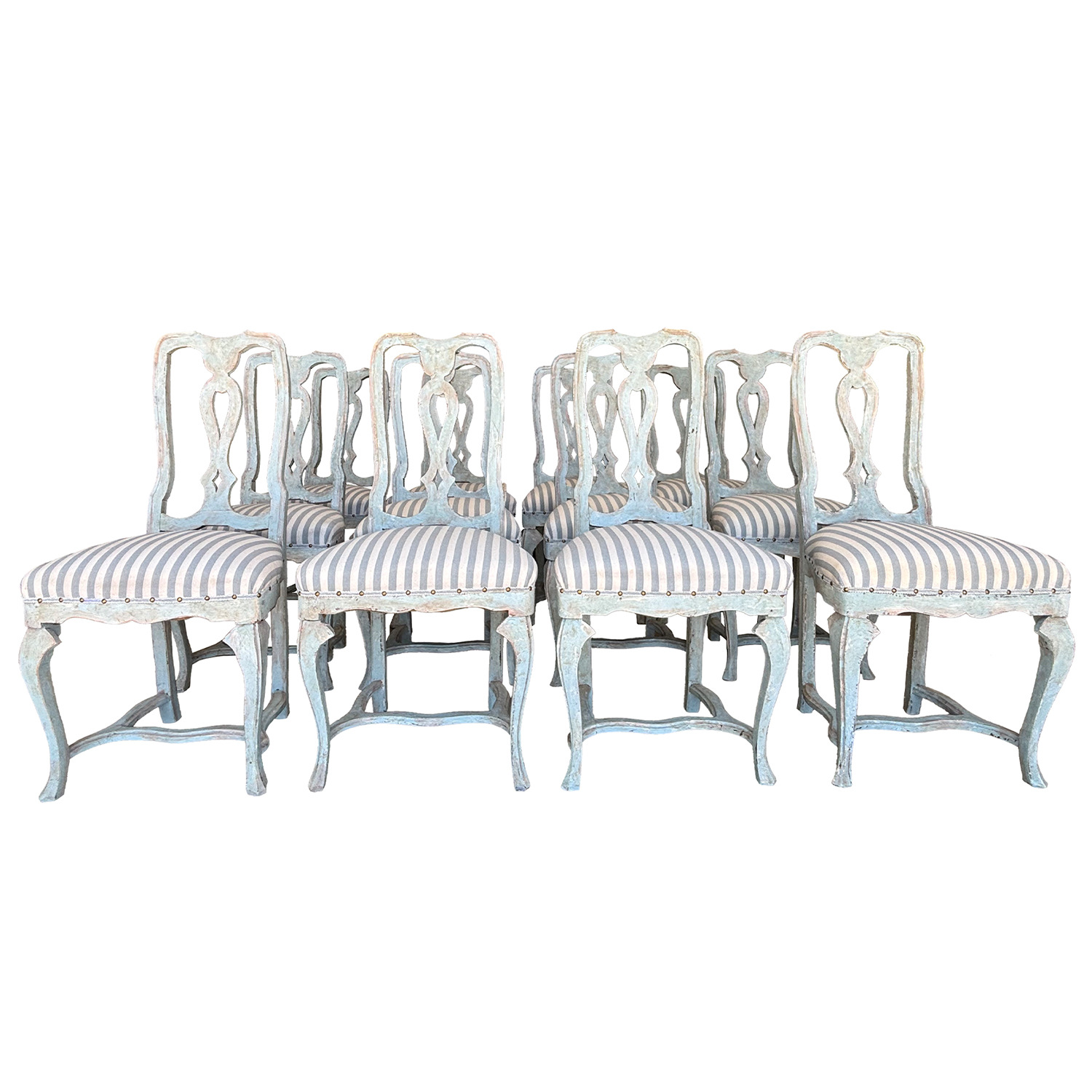 Set of 12 Late 19th / Early 20th Century French Dining Chairs – Restored Louis XV Style