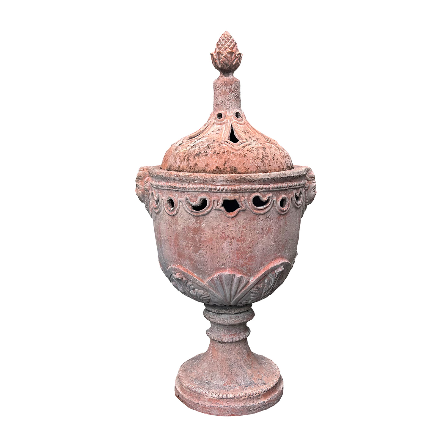 Vintage Tuscan Terracotta Lidded Garden Urn