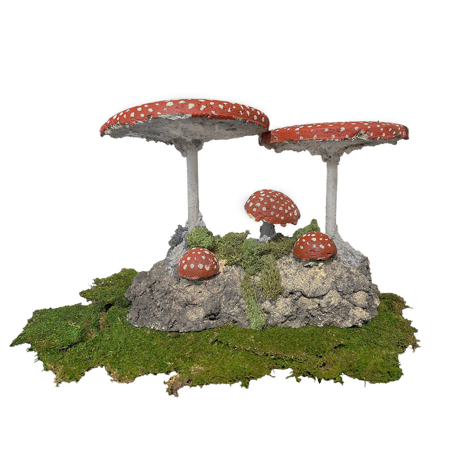 Mid-Century French Concrete Garden Fungi Ornament with Aged Patina