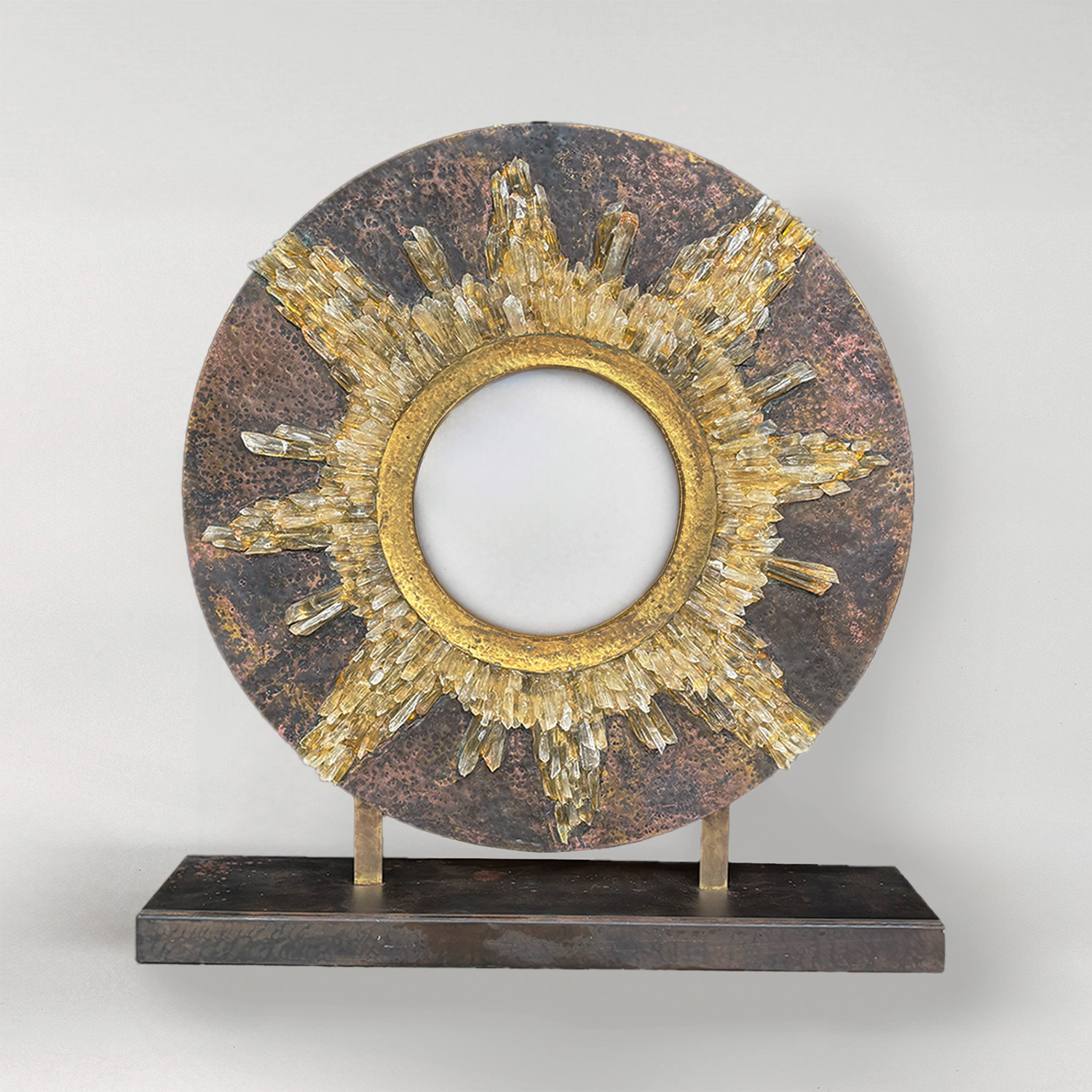 Vintage Sunburst Mirror with Quartzite from Monaco