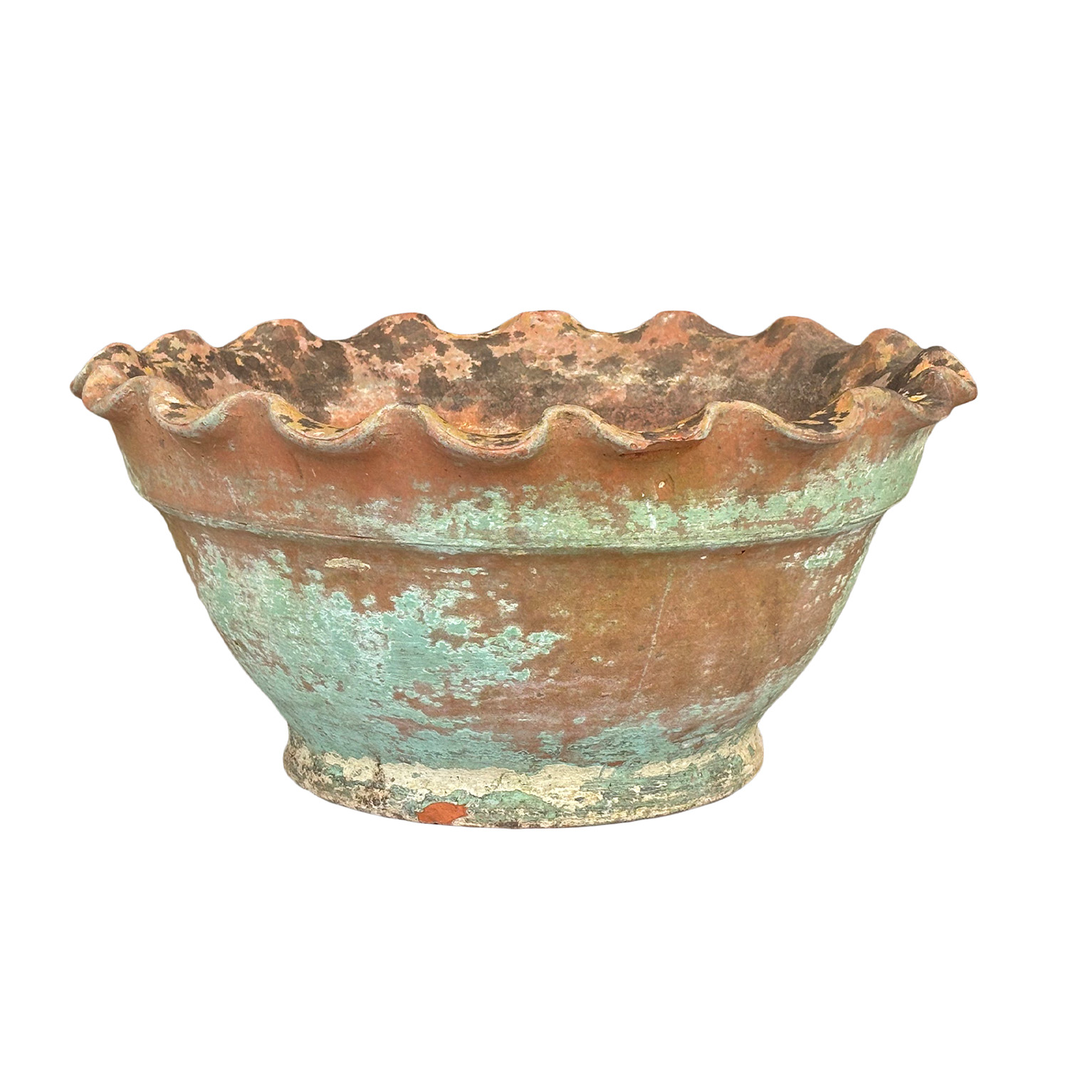 Antique Garden Planter with Scalloped Rim from Provence