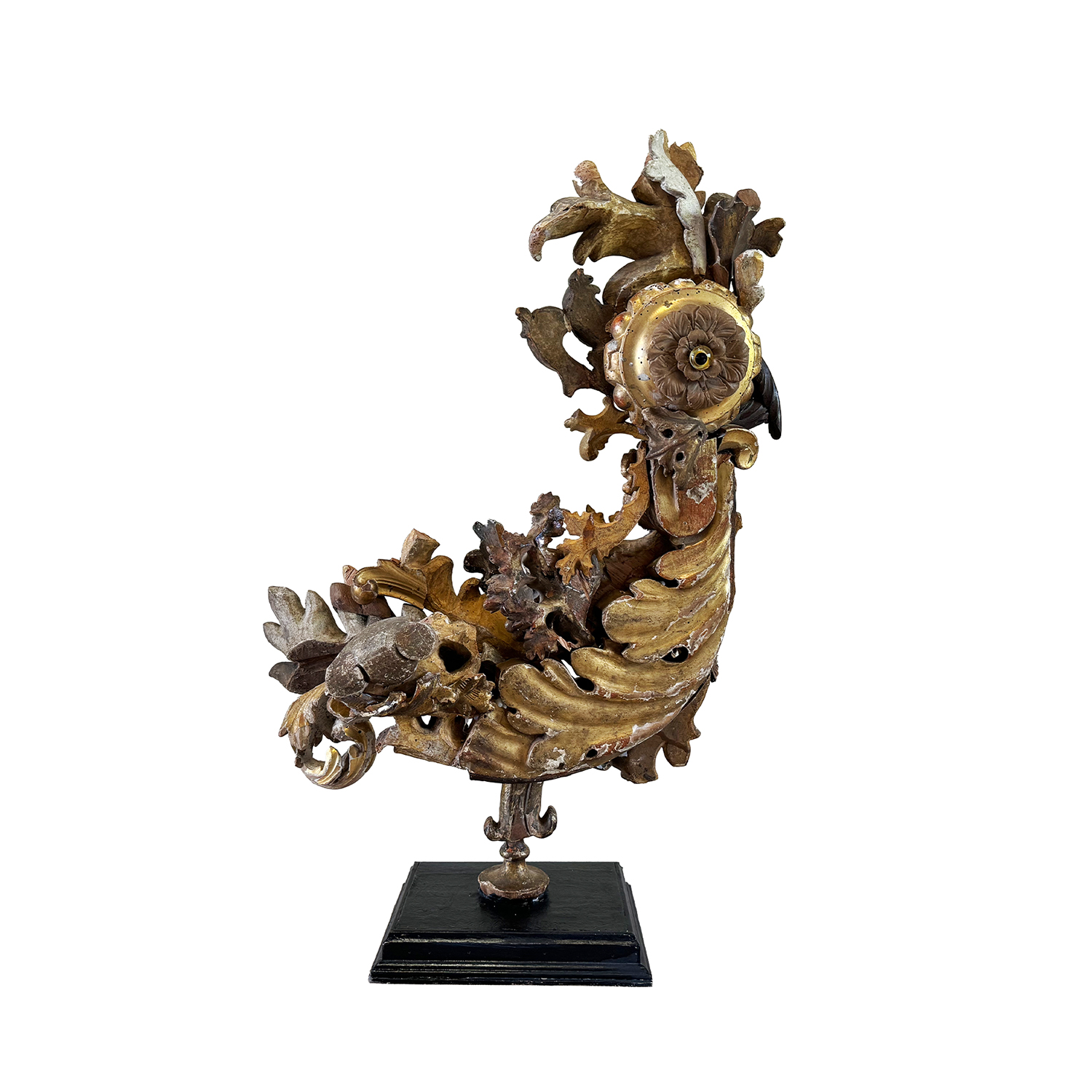 18th Century Gilded Wooden Rooster Sculpture