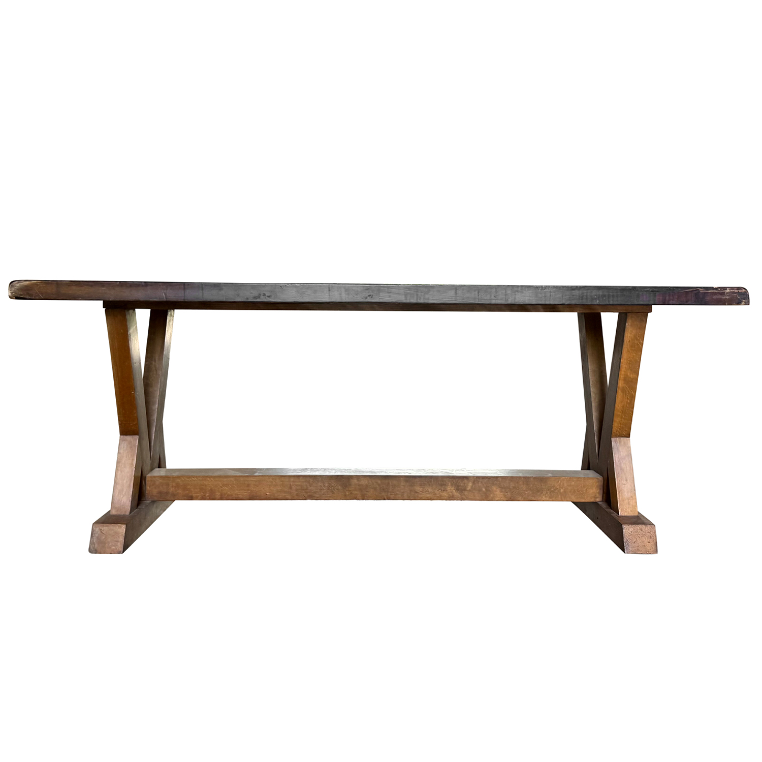 French Walnut Trestle Table, Circa 1940