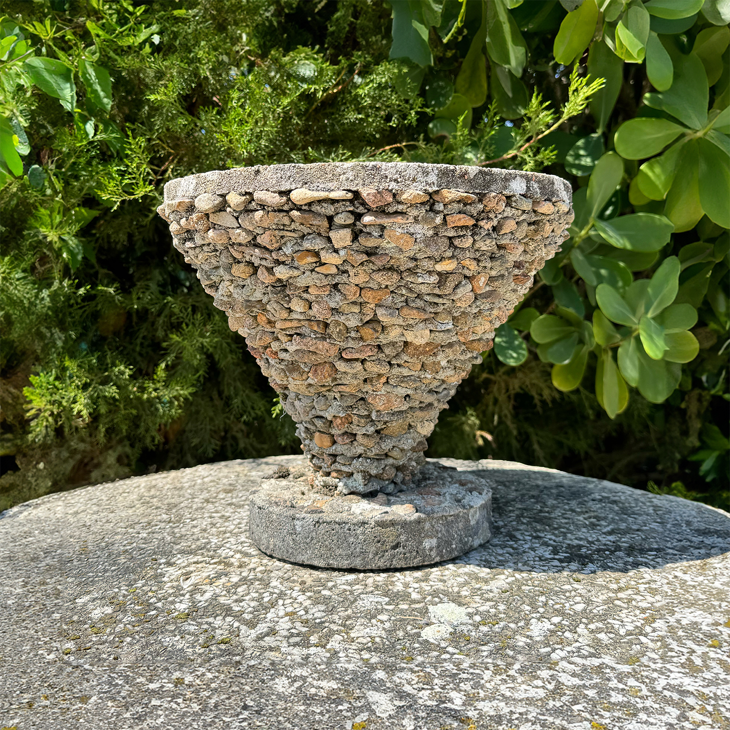 Folk Art Pebble and Concrete Garden Planter, France Circa 1930
