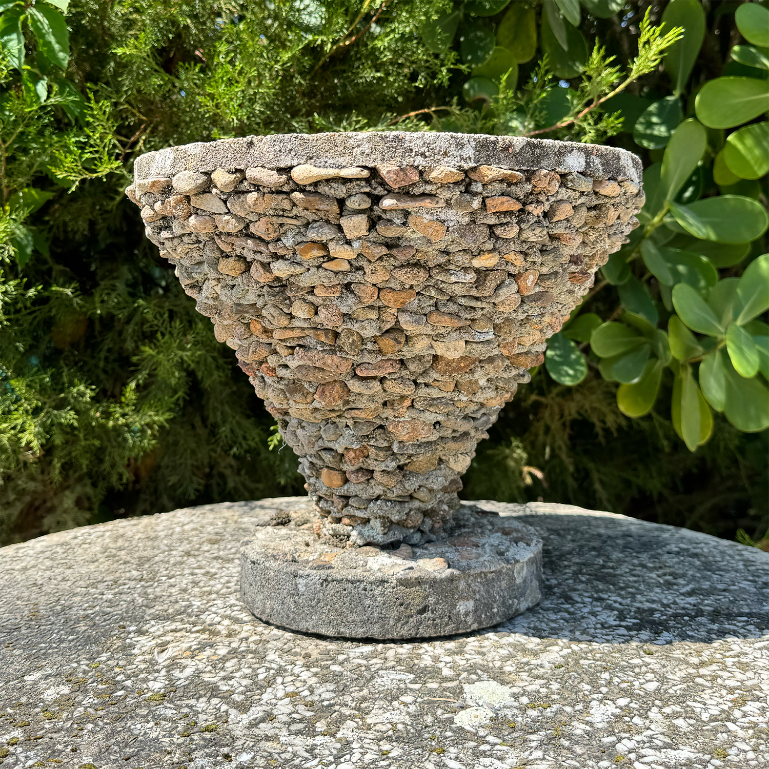French Folk Art Pebble and Concrete Planter, Circa 1930