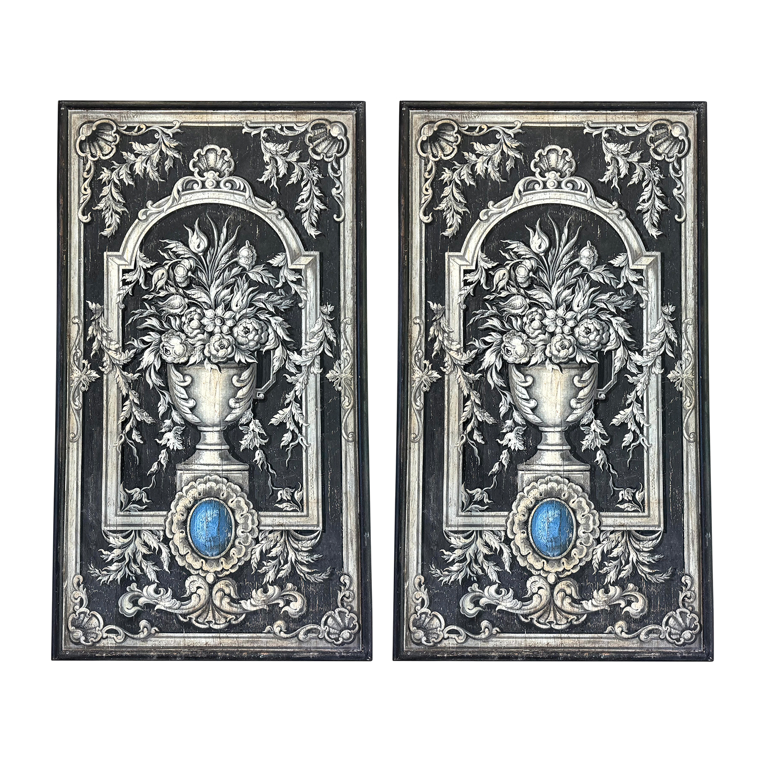 Pair of 20th Century Painted Wood Panels from Florence, Italy