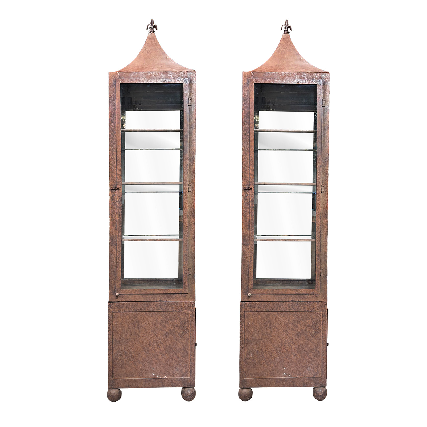 New Product20th Century Belgian Pair of Metal Glass Cabinets – Vintage Display Vitrines