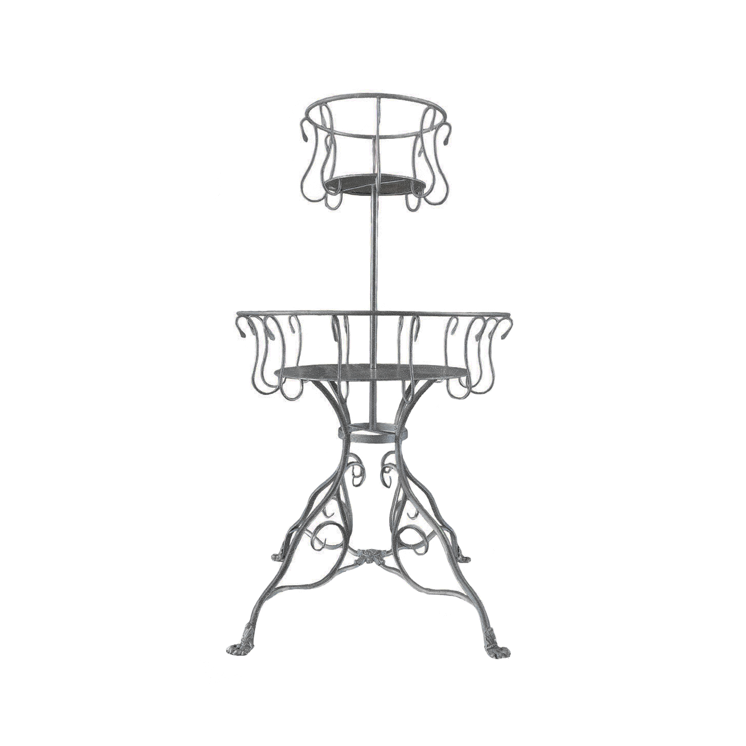 Two Tiered French Plant Stand in Galvanized Metal