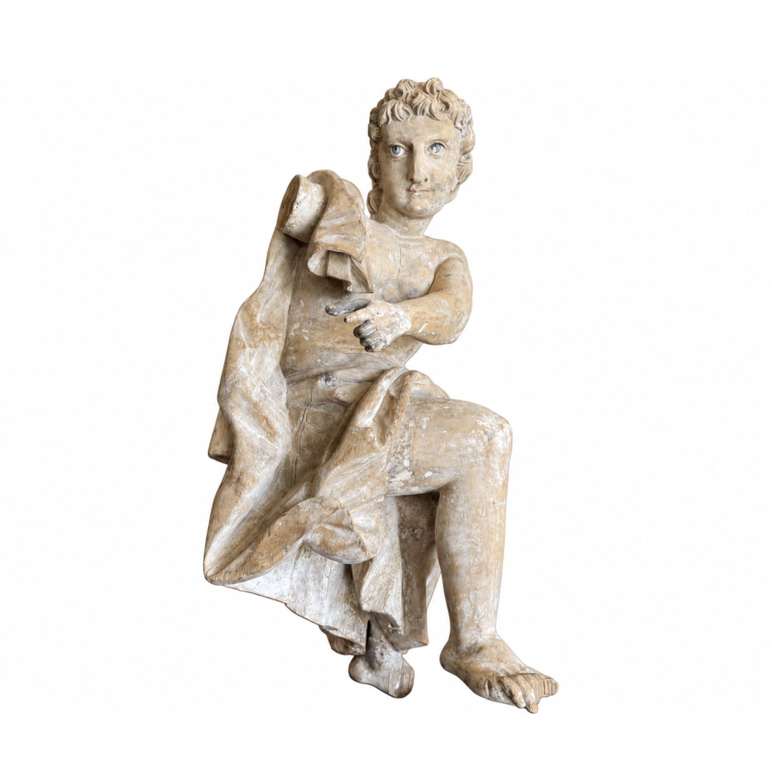 Late 17th-Century Antique Cherub Sculpture in Handcarved Limewood from Germany 