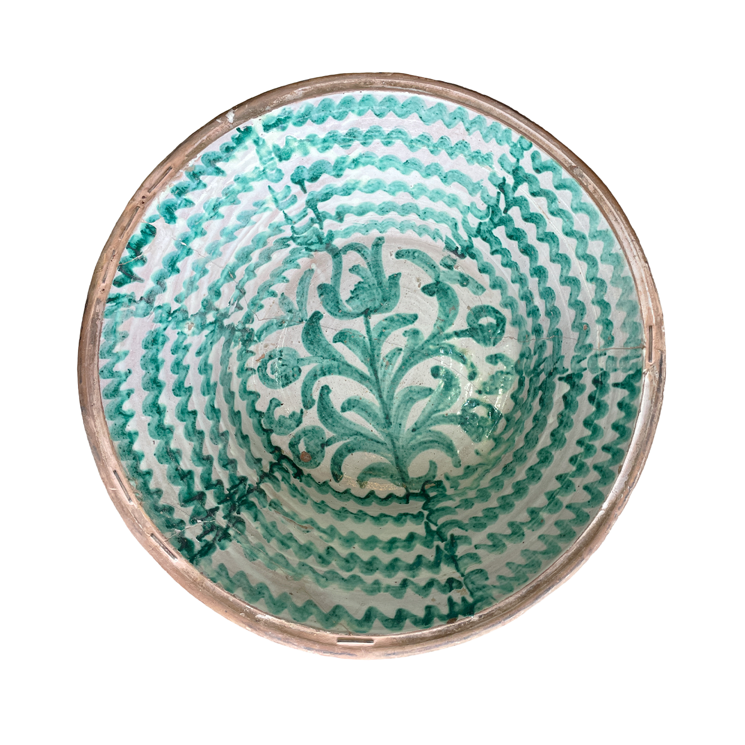 Antique European Terracotta Lebrillo Bowl