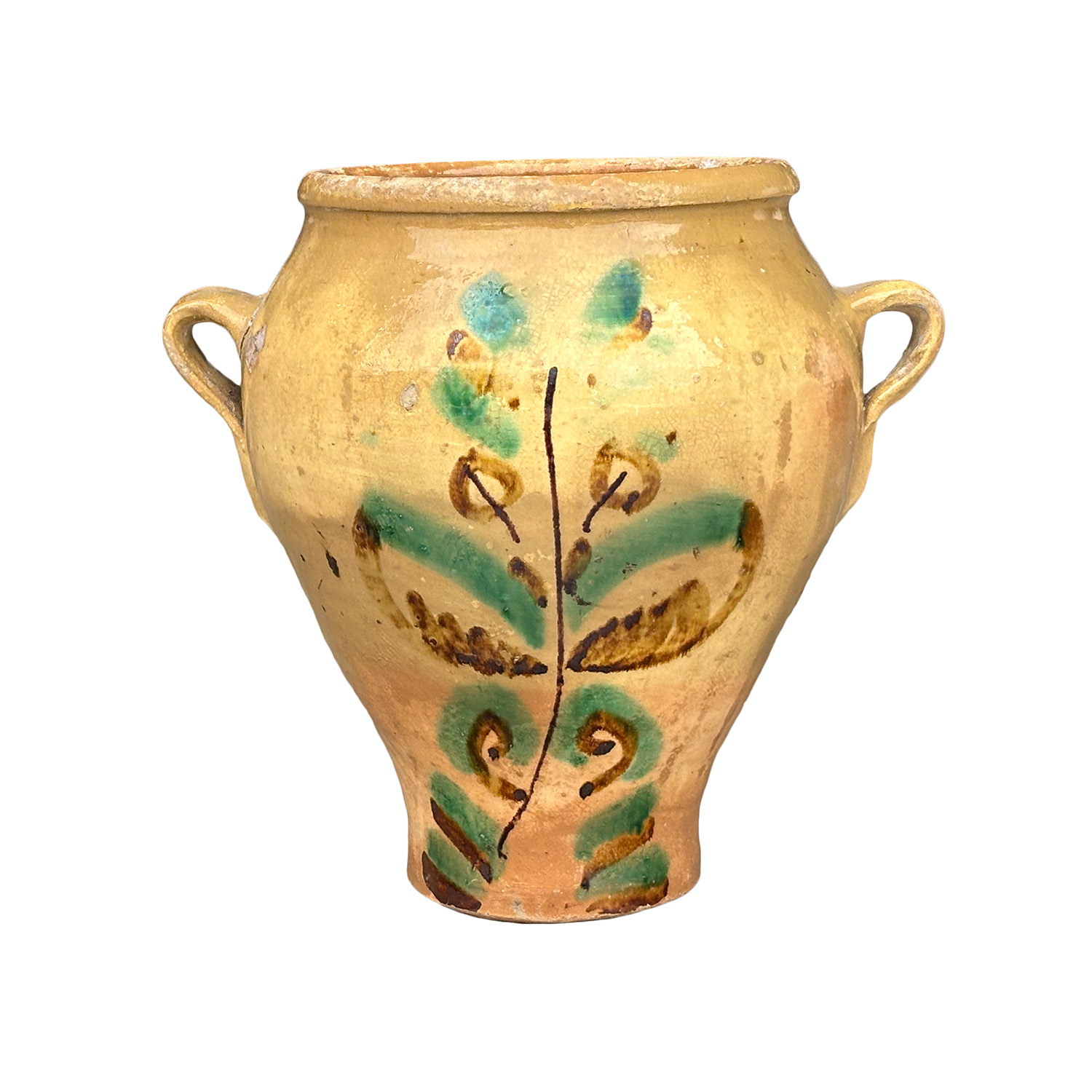 Antique Painted Majolica Pot from Cordoba, Spain with Handles