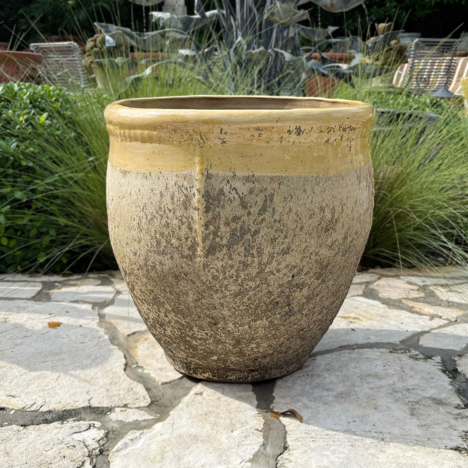 Medium Contemporary French Bugadier Planter in Yellow