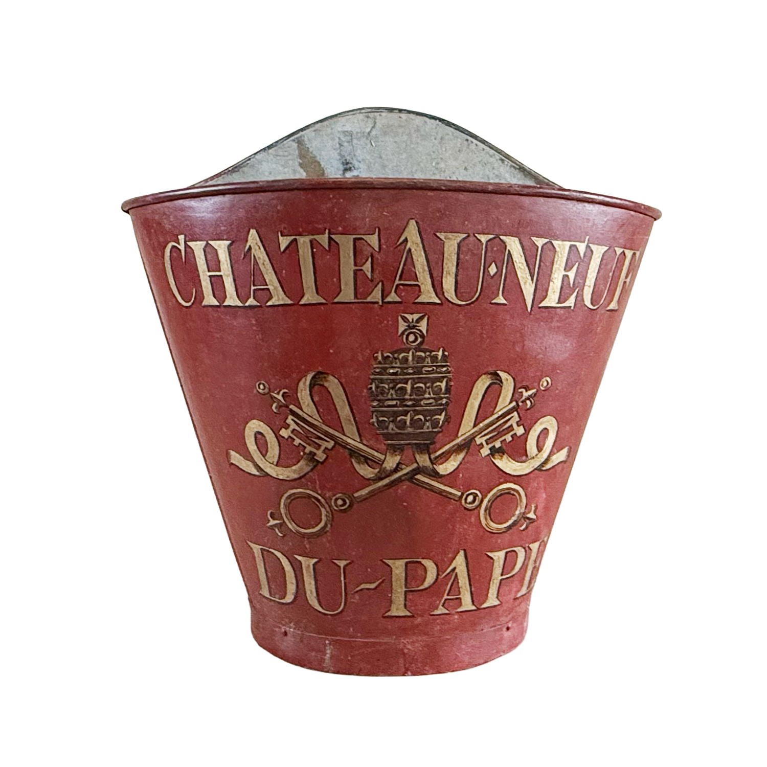 Early 20th Century French Chateauneuf du Pape Red Grape Carrier in Metal