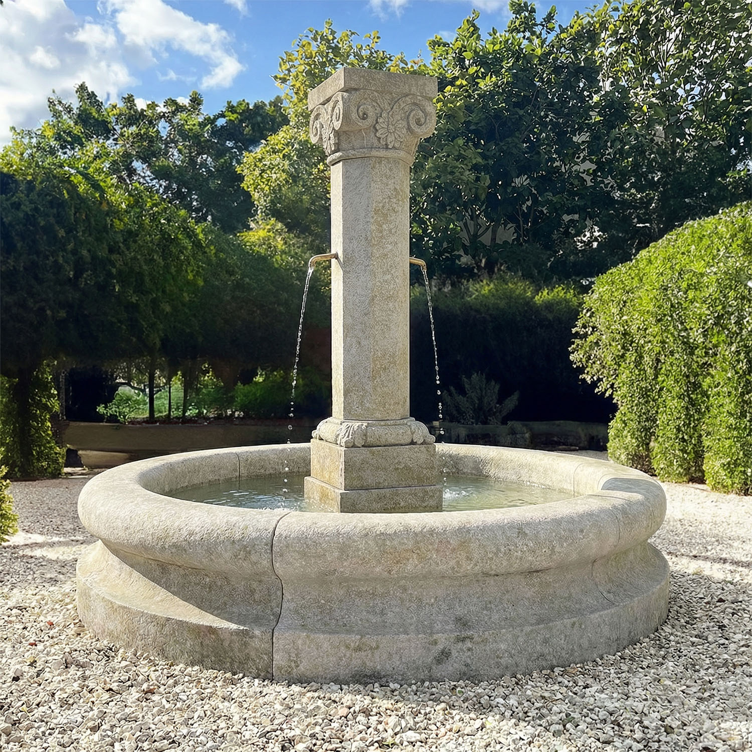 Classical European Limestone Courtyard Fountain