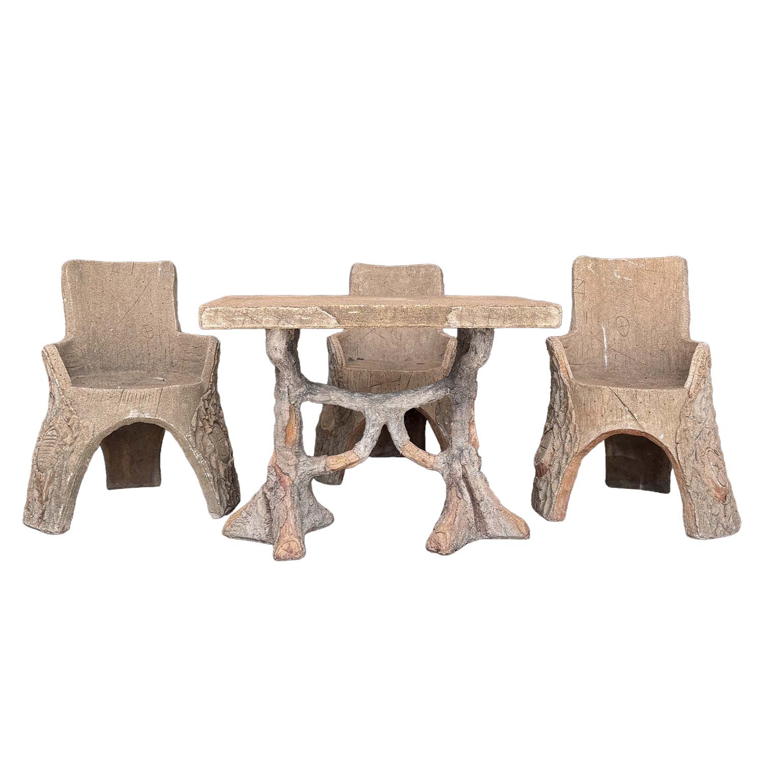 20th Century a Garden Furnishing Set in Faux Bois from France