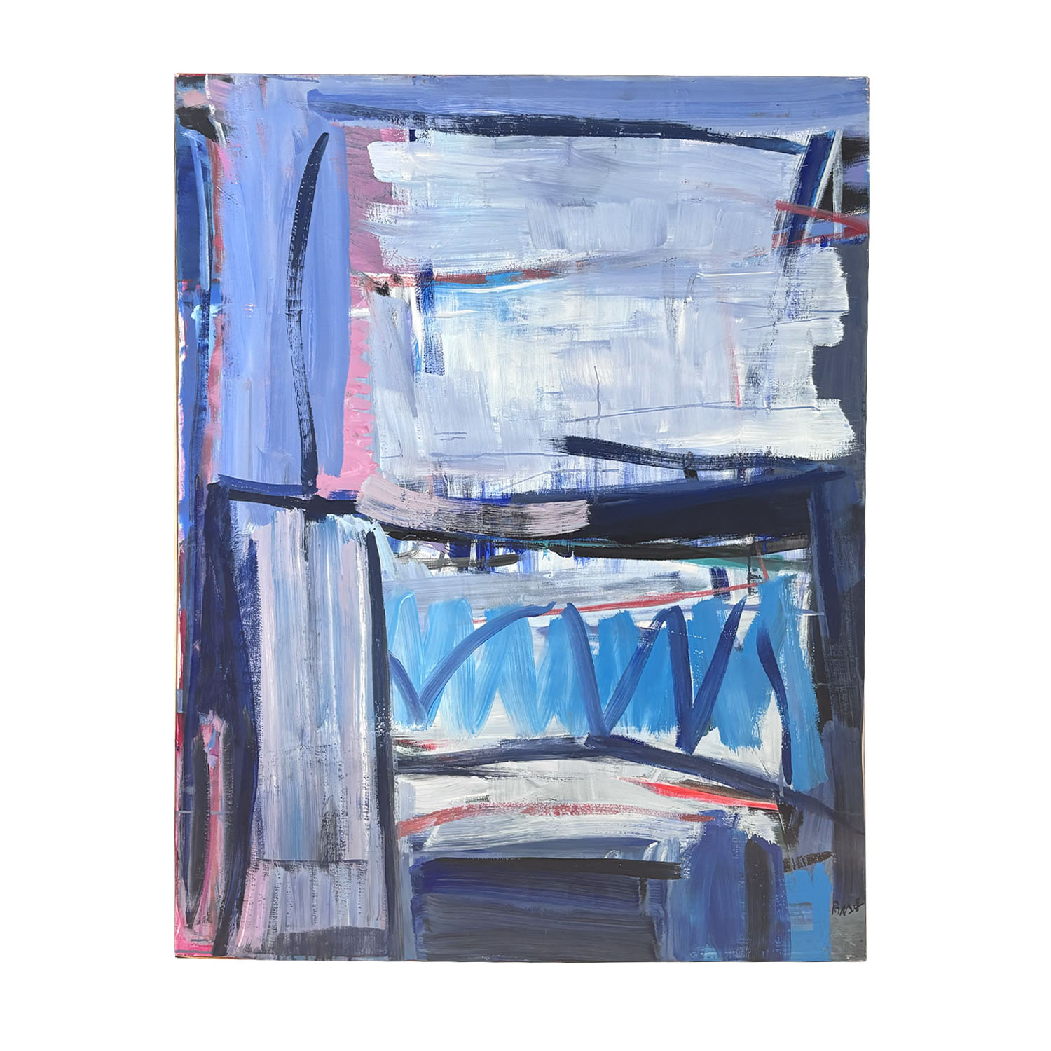 A 20th Century Blue Abstract Painting by French Painter Daniel Clesse