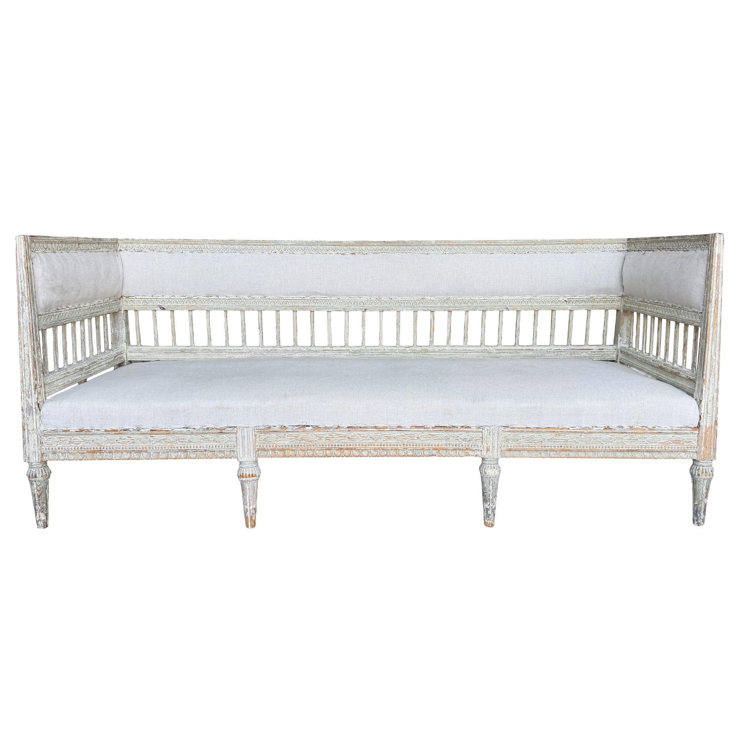 19th Century Scandinavian Antique Long Gustavian Daybed in Grey Patina