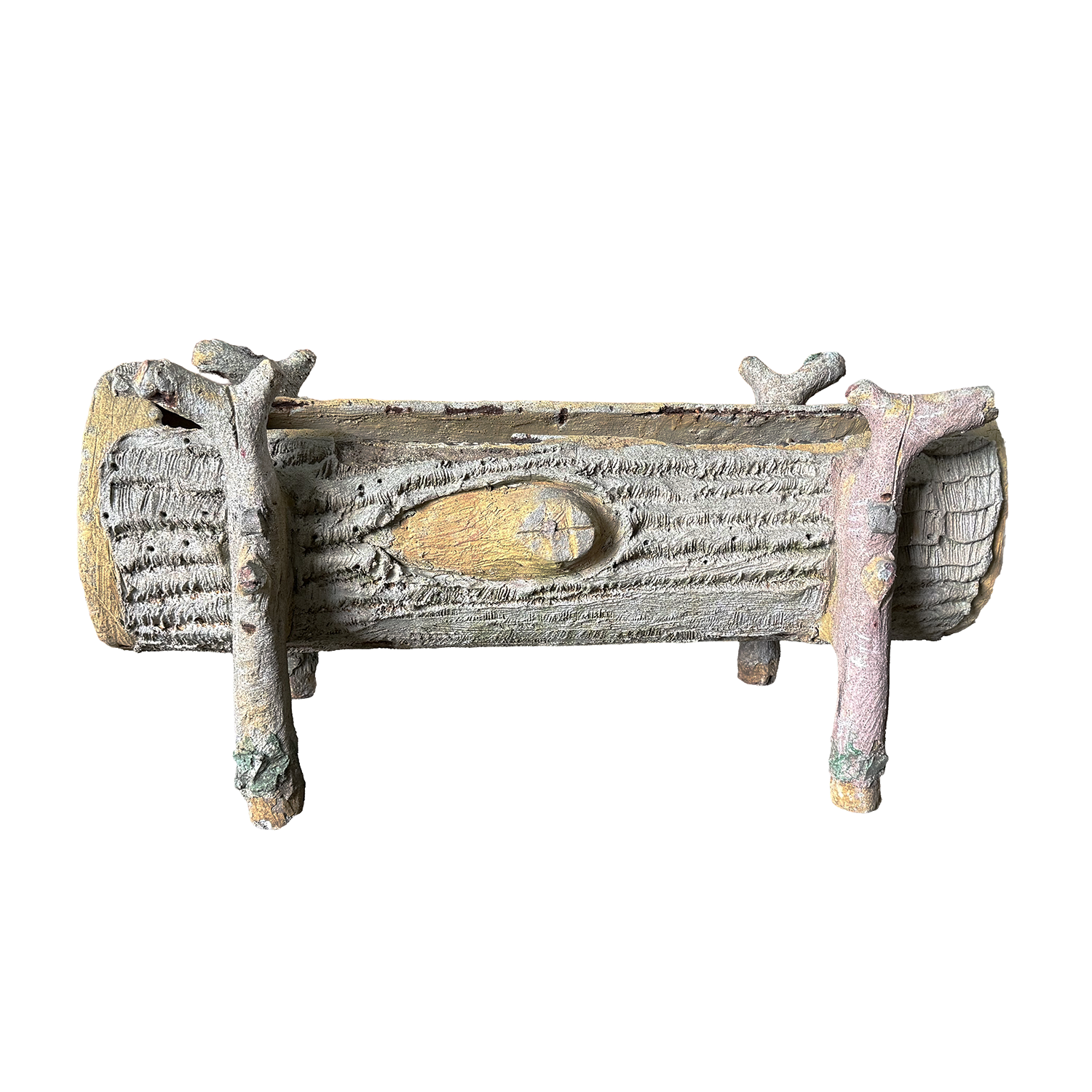 A Pair of 20th Century Barrel Garden Planters in Faux Bois from France