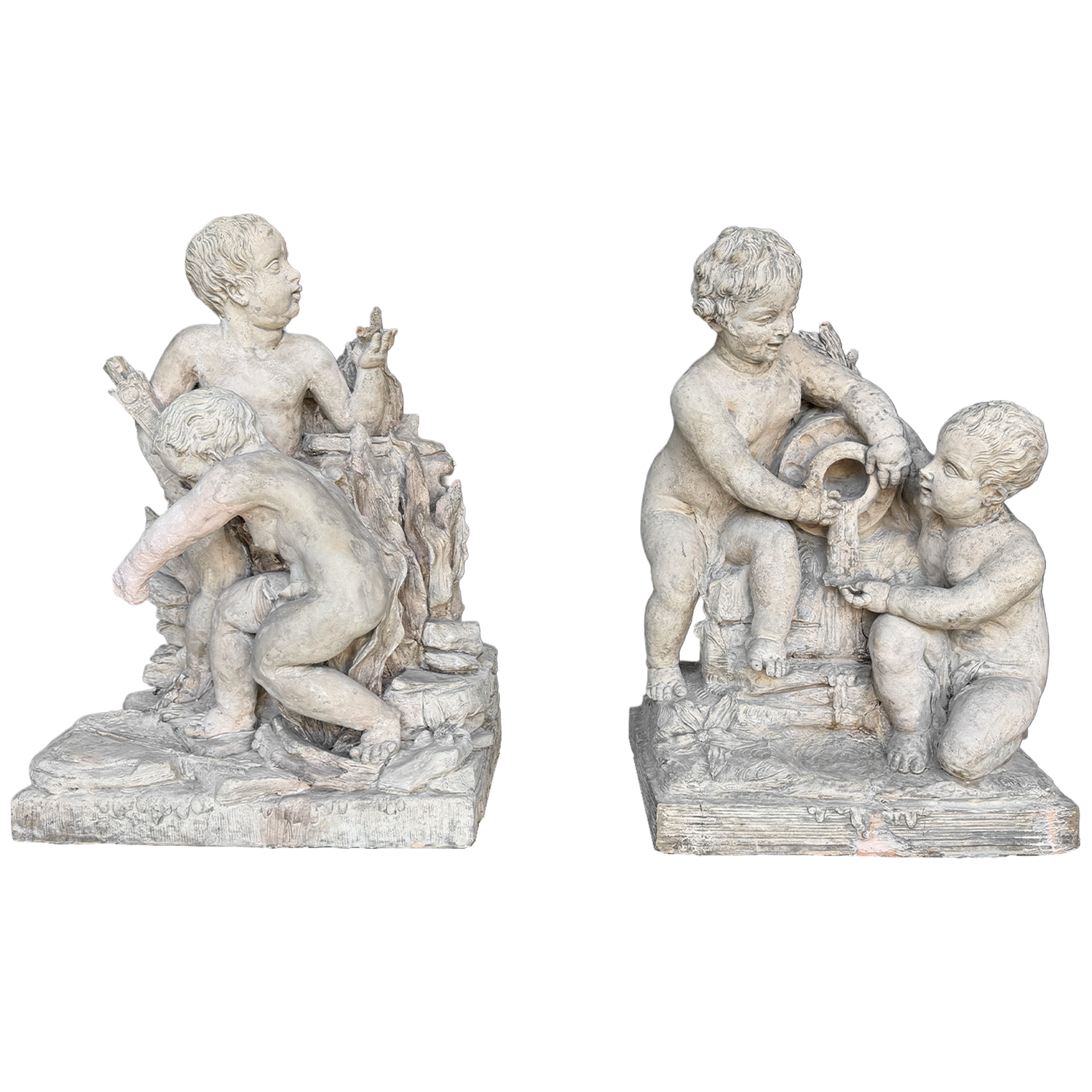 Pair of Antique Neoclassical Terracotta Putti, 1800s