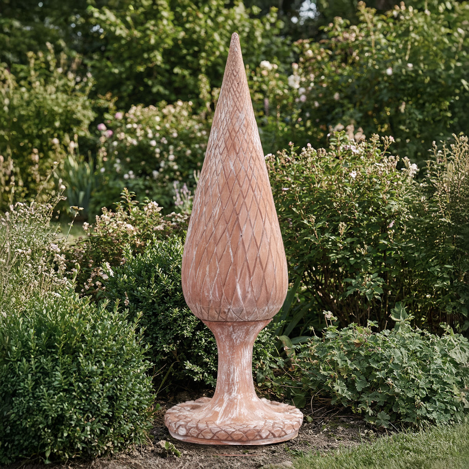 A Pair of Tuscan Garden Finial Cypress in crafted Terra Cotta From Impruneta