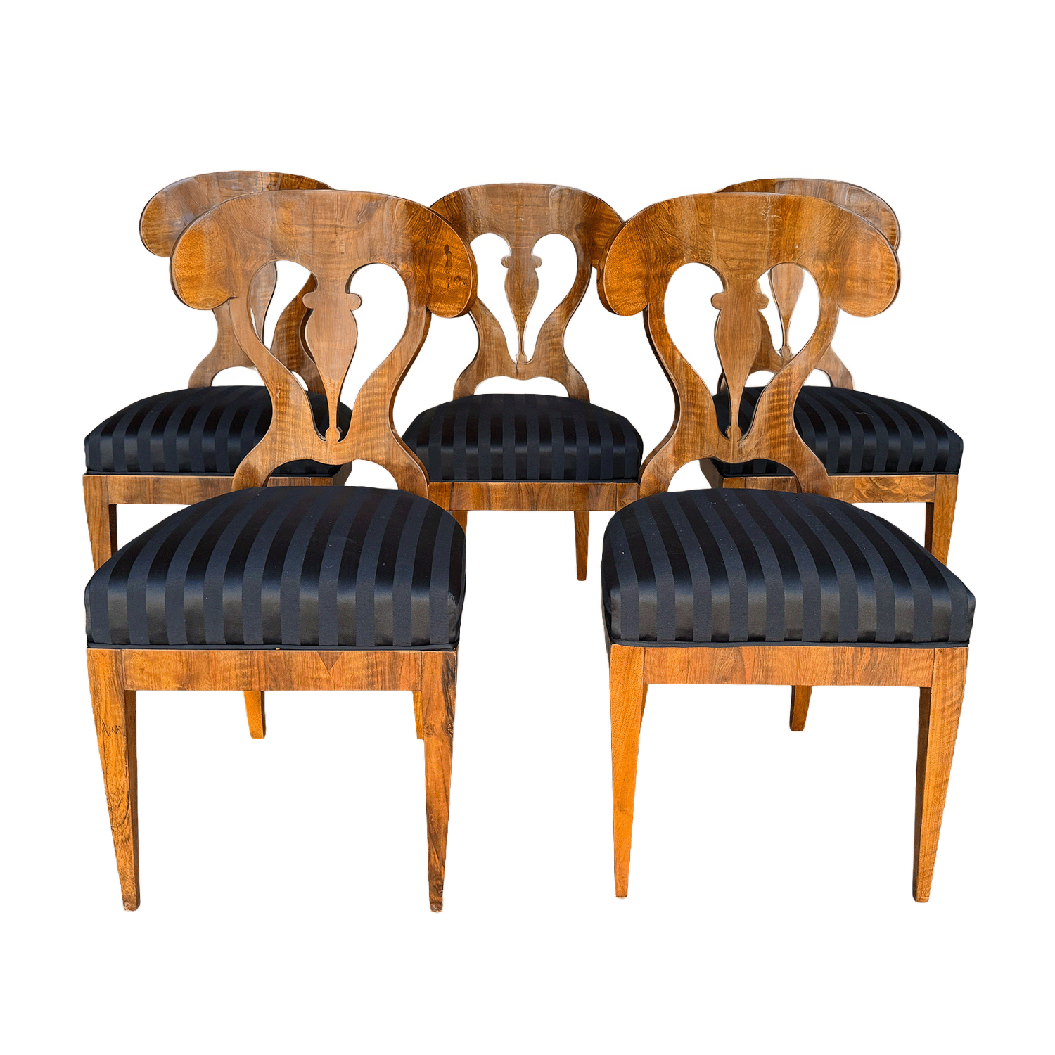 Set of Five Biedermeier Side Chairs in Walnut, Circa 1830