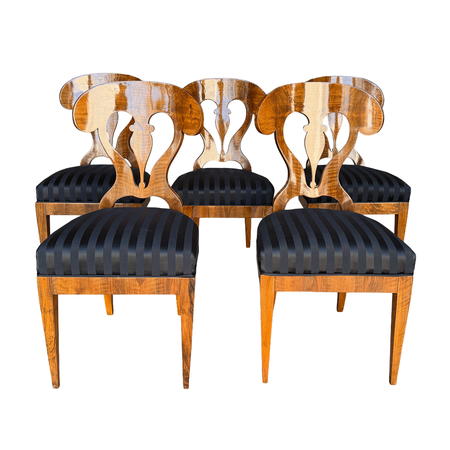 Set of Five Biedermeier Side Chairs in Walnut, Circa 1830