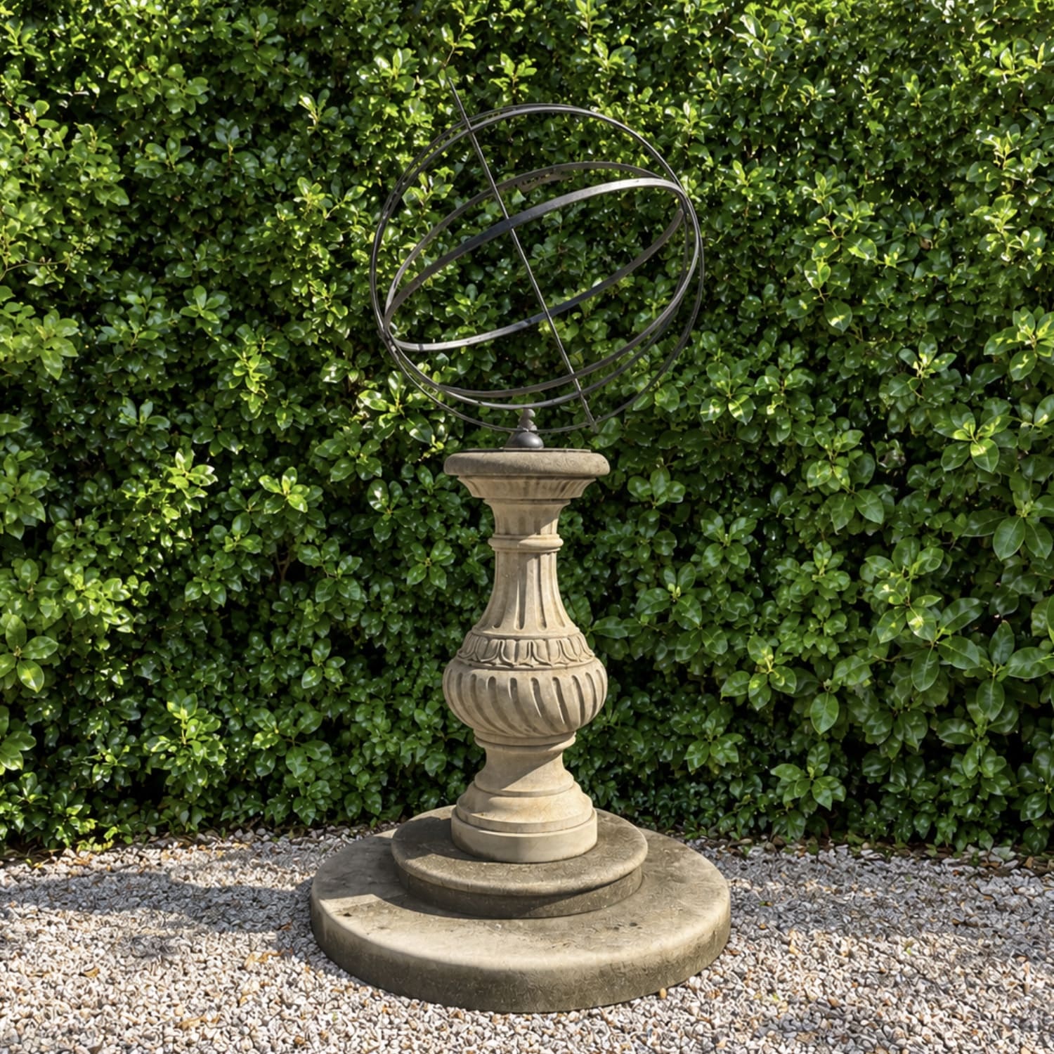 Baluster Sundial in Hand Carved Limestone from Italy