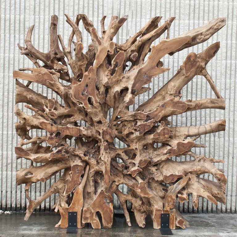 Sculptural Wooden Room Divider in Teak
