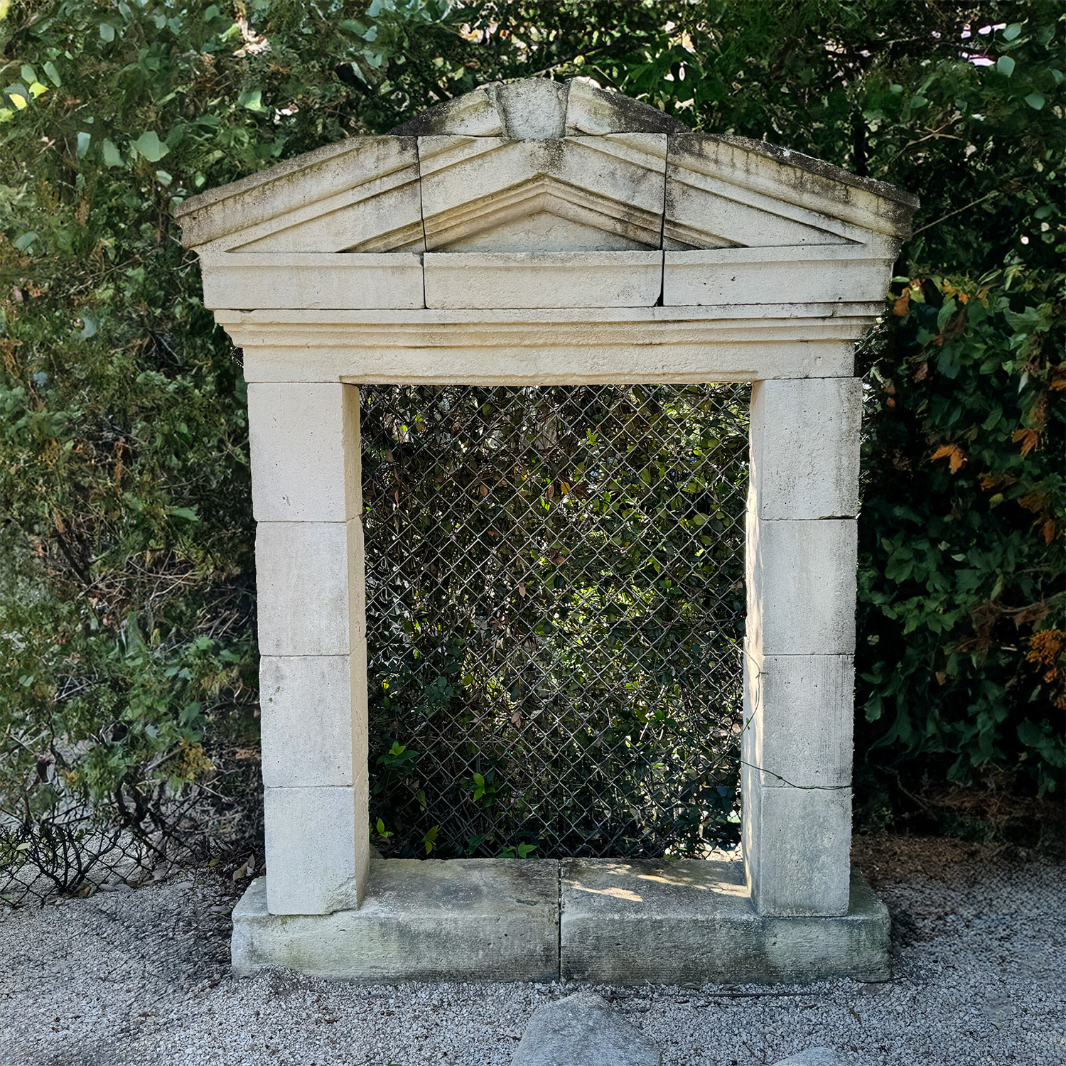 Antique Neo-Classic Surround in Hand Carved Limestone from France