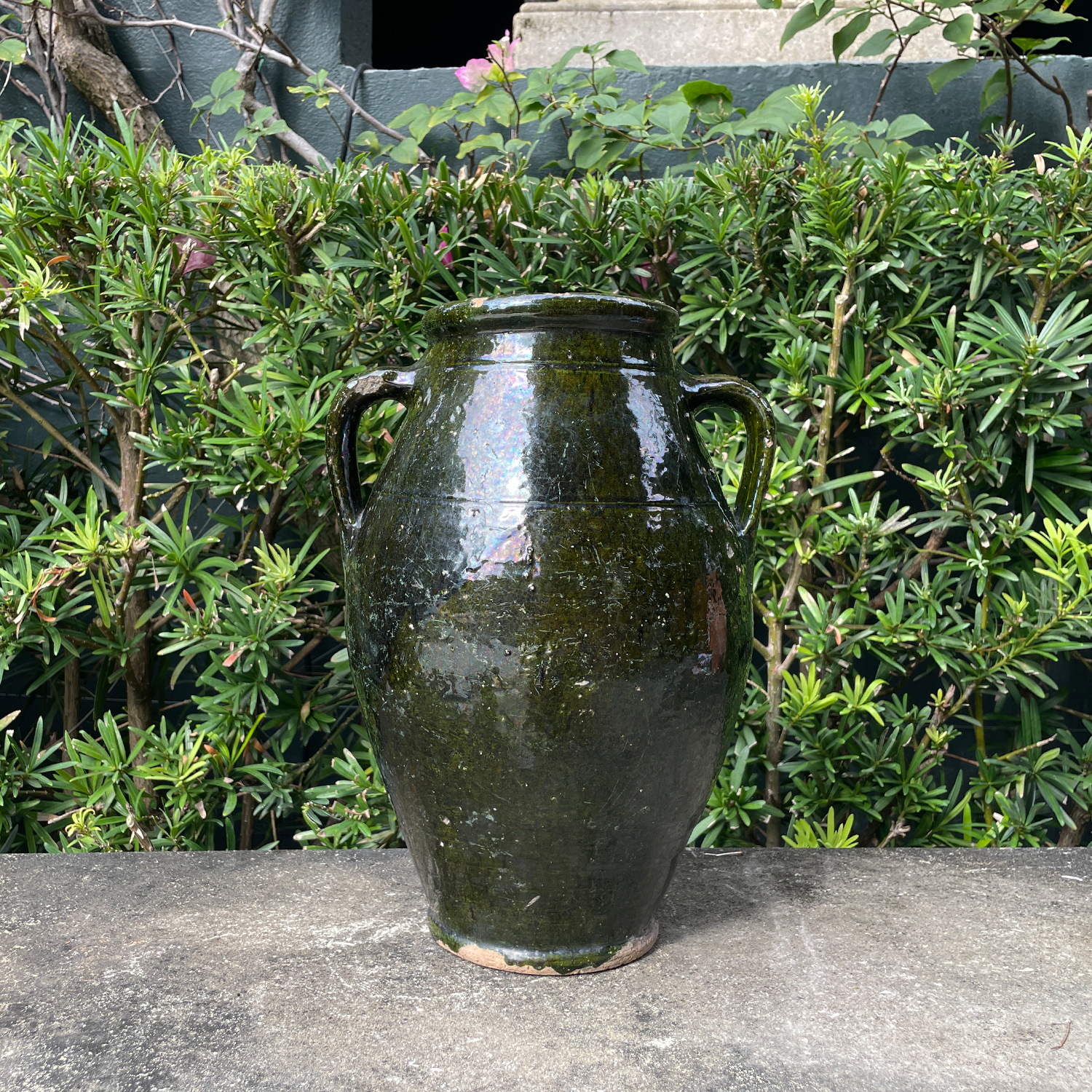 Hand-Thrown European Glazed Terracotta Jar
