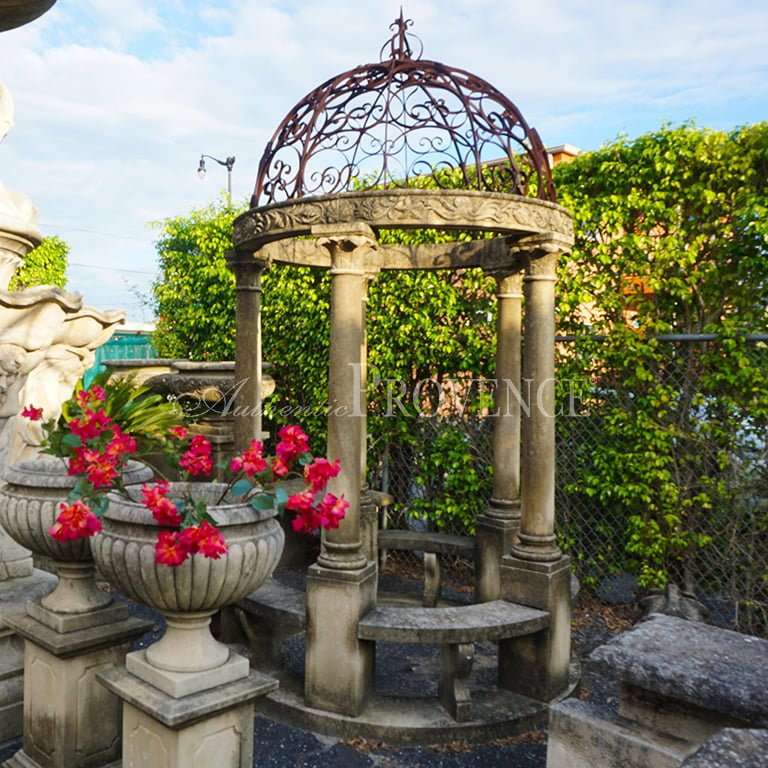 20th Century Garden Gazebo Carved in Limestone